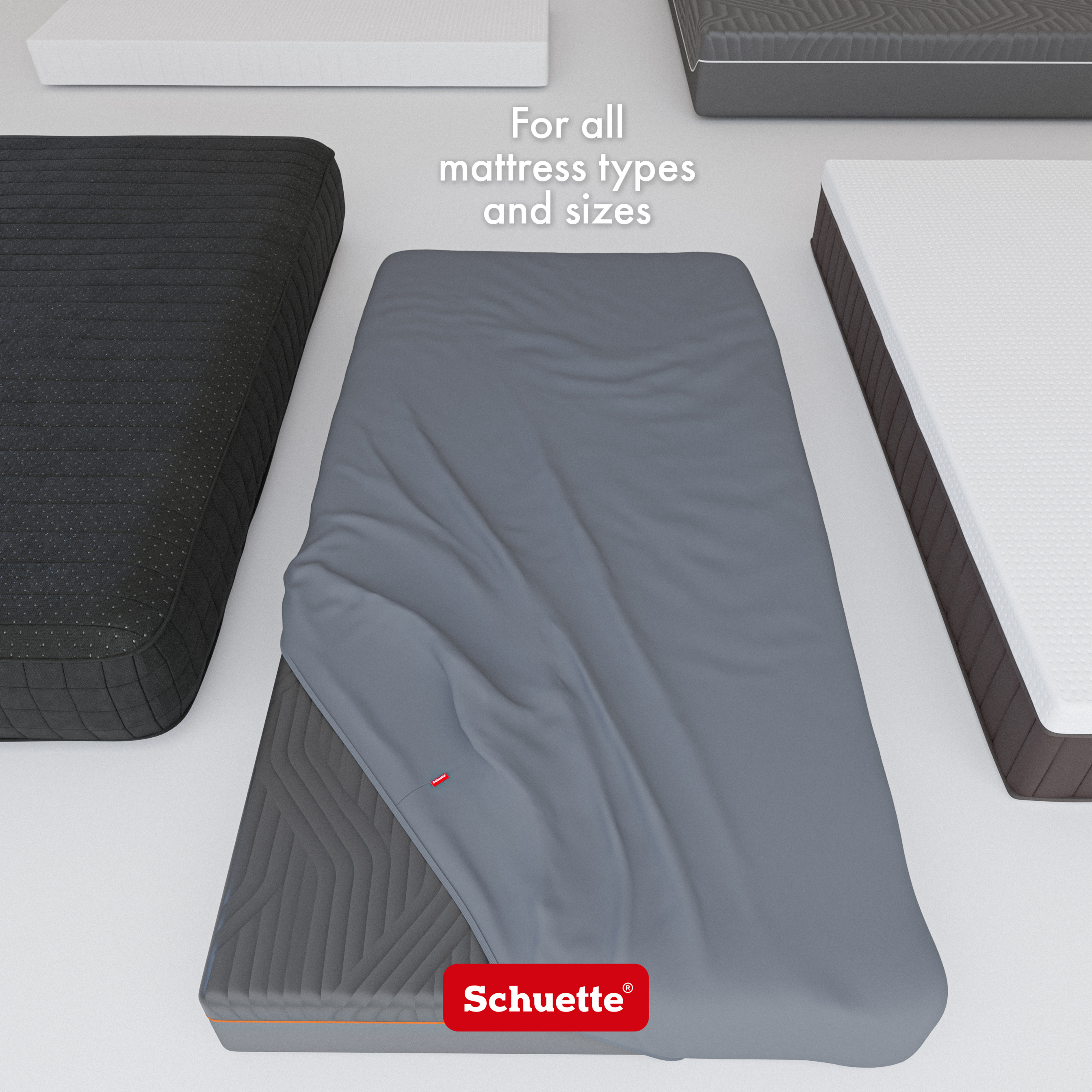 Schuette® Topper Spannbettlaken • 100 x 200 • Wow! Kollektion: Shades of Earl Gray (Dunkelgrau) • 100% Superfluff Baumwolle, Blickdicht, Faltenfrei • mit Rundumgummi • Matratzenhöhe bis 15 cm