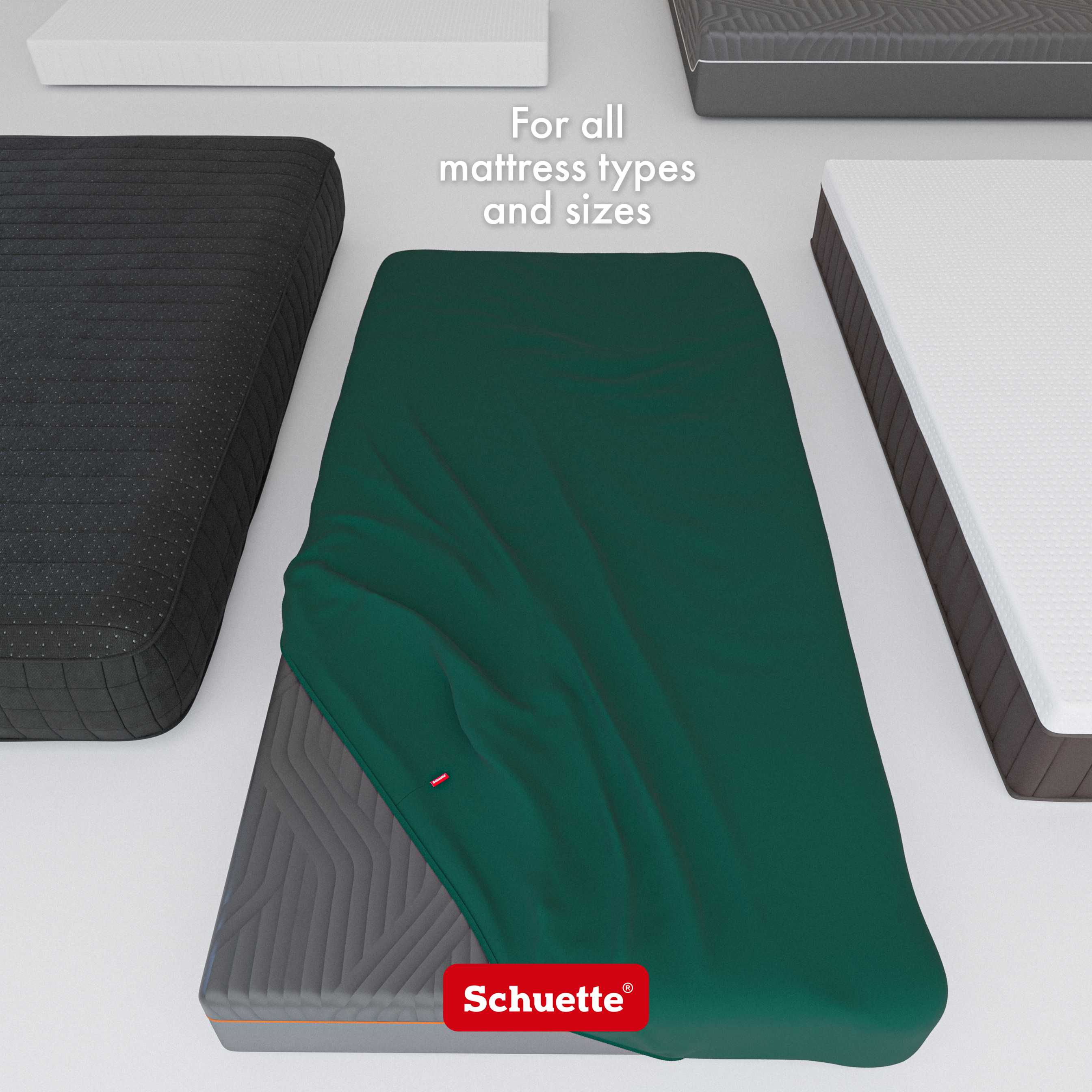 Schuette® Topper Spannbettlaken • 140 x 200 • Wow! Kollektion: Miss Emerald (Dunkelgrün) • 100% Superfluff Baumwolle, Blickdicht, Faltenfrei • mit Rundumgummi • Matratzenhöhe bis 15 cm