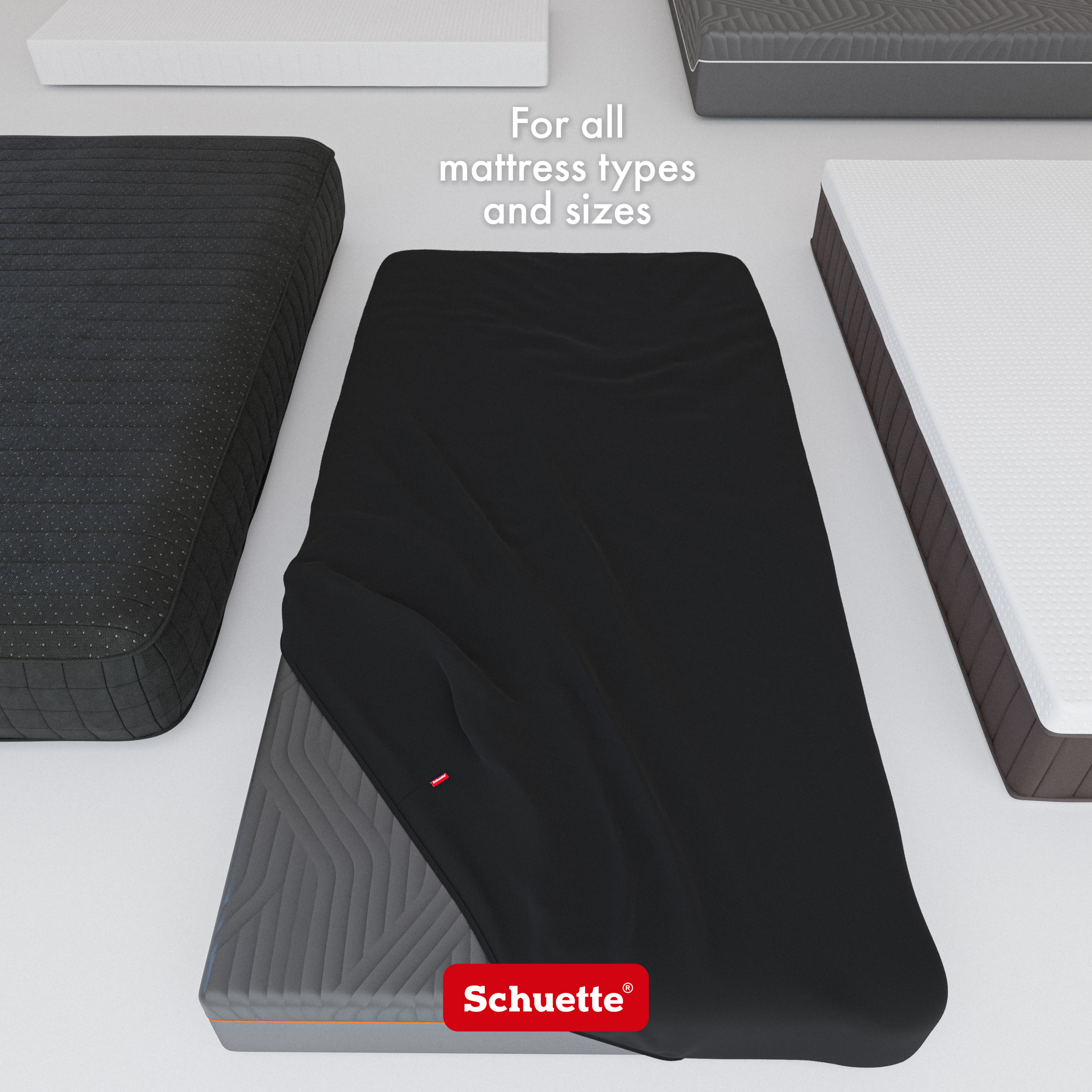 Schuette® Spannbettlaken • 140 x 200 • Wow! Kollektion: Beyond Black (Schwarz) • 100% Superfluff Baumwolle, Blickdicht, Faltenfrei • mit Rundumgummi • Matratzenhöhe bis 20 cm