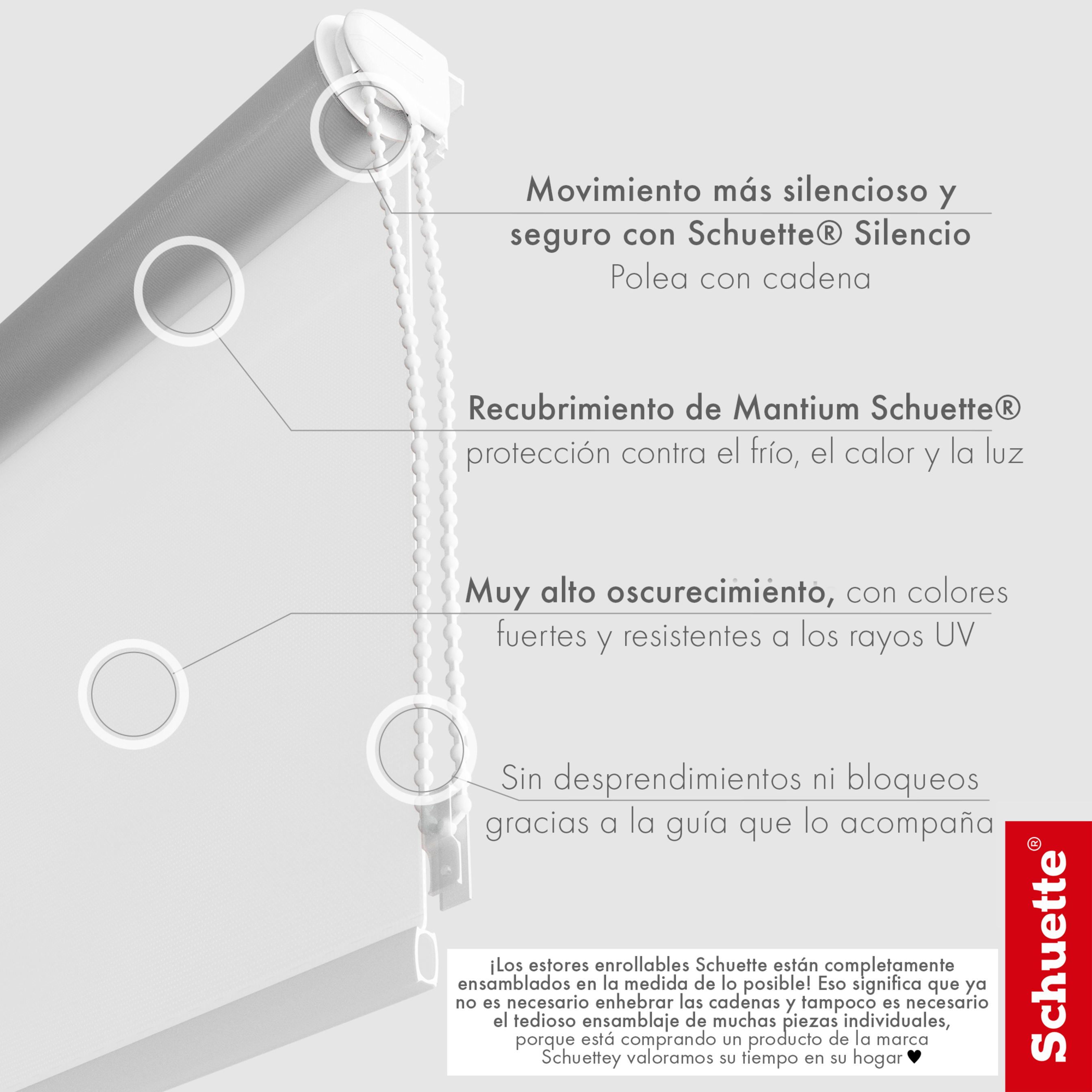 Schuette® Verdunkelungsrollo ohne Bohren & mit Bohren 2in1 nach Maß ● Kollektion Thermo Blackout: Snowflake (Weiß) ● Profilfarbe: Braun