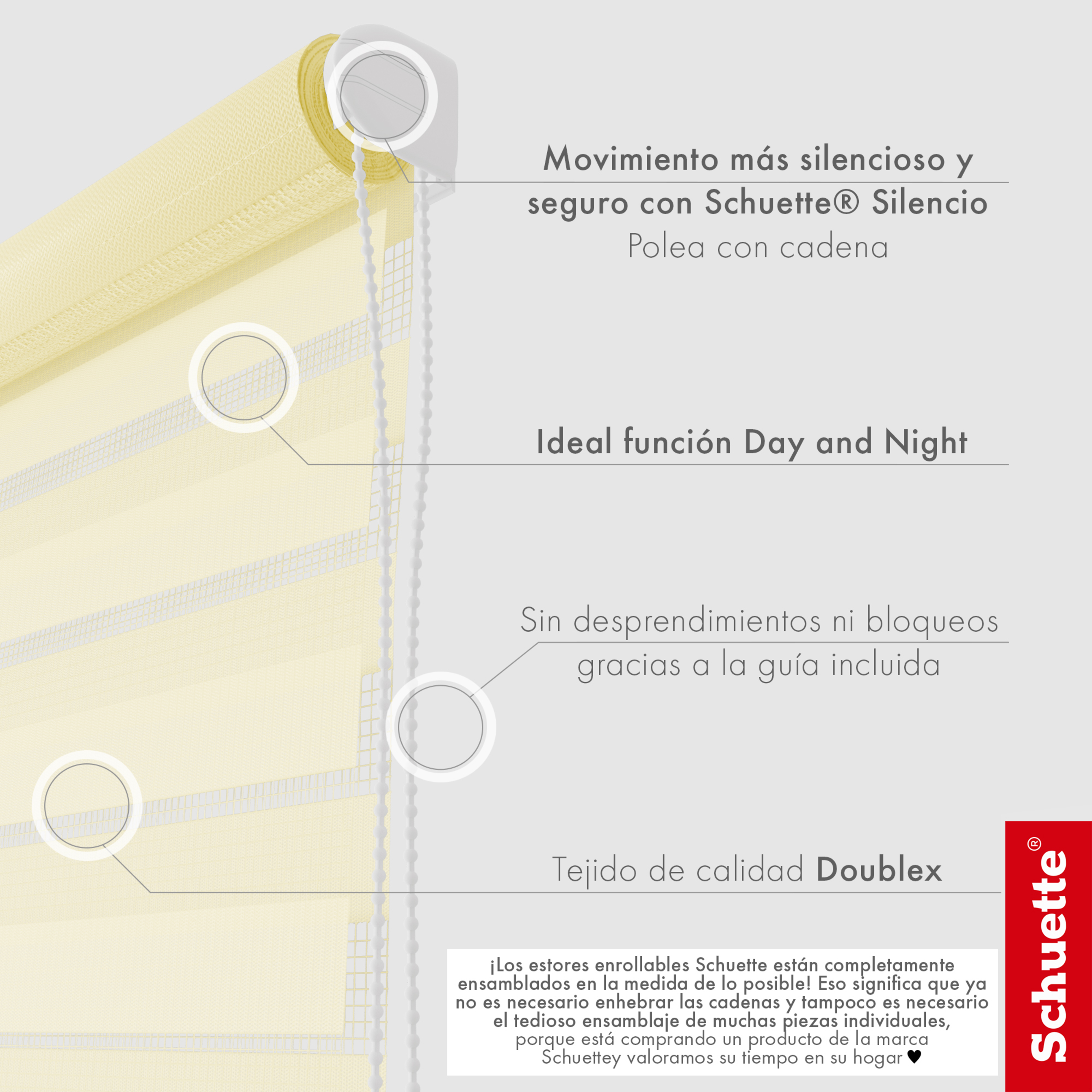 Schuette® Tag und Nacht Rollo ohne Bohren & mit Bohren 2in1 nach Maß • Doppelrollo Kollektion: Light Apricot (Beige) • Profilfarbe: Schwarz