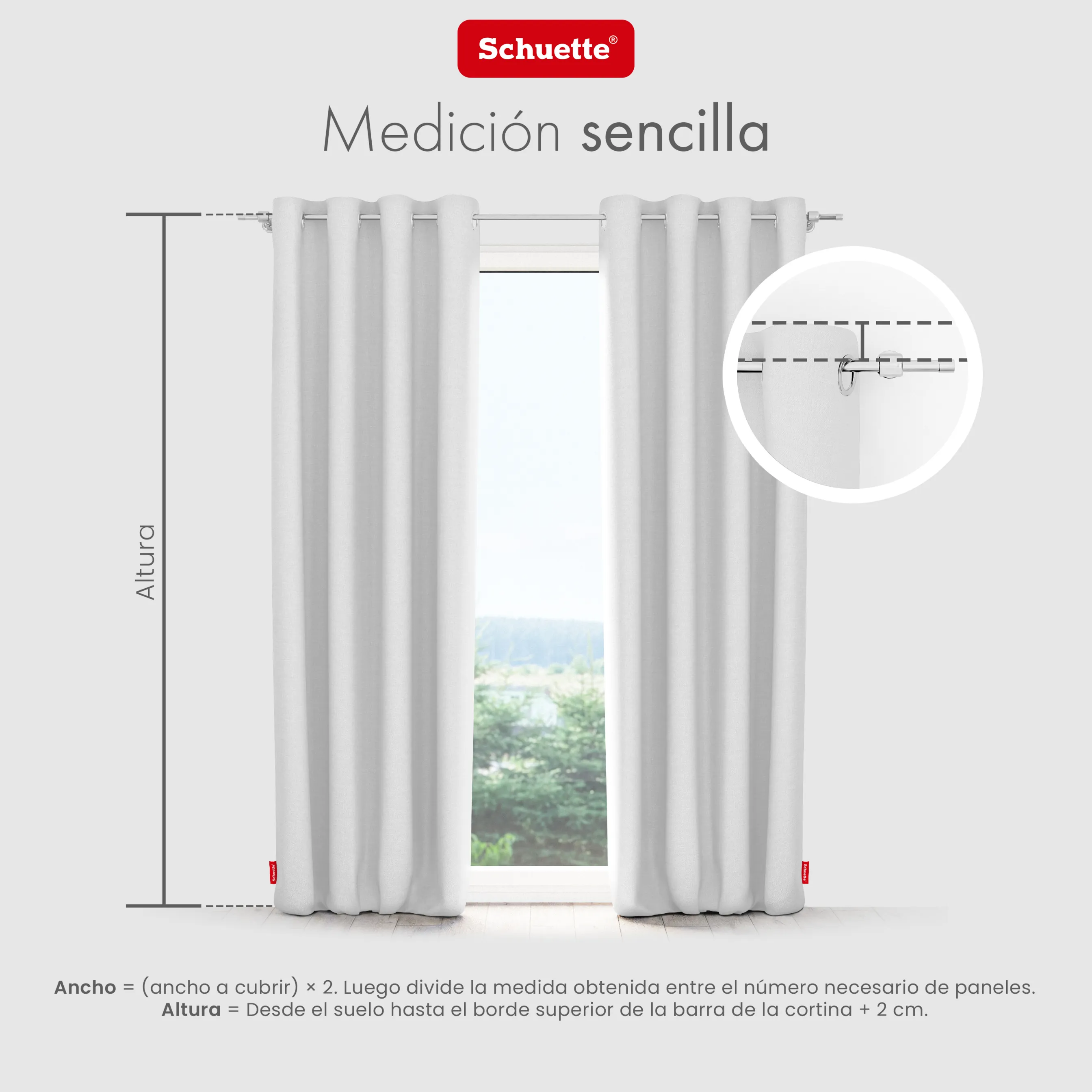 Schuette® Verdunkelungs-Vorhang Gardine mit Ösen nach Maß ● Century Black Kollektion: Misty White (Weiß-Grau) ● 1 Stück ● Knitterfrei Pflegeleicht Thermo Blickdicht & stark Abdunkelnd