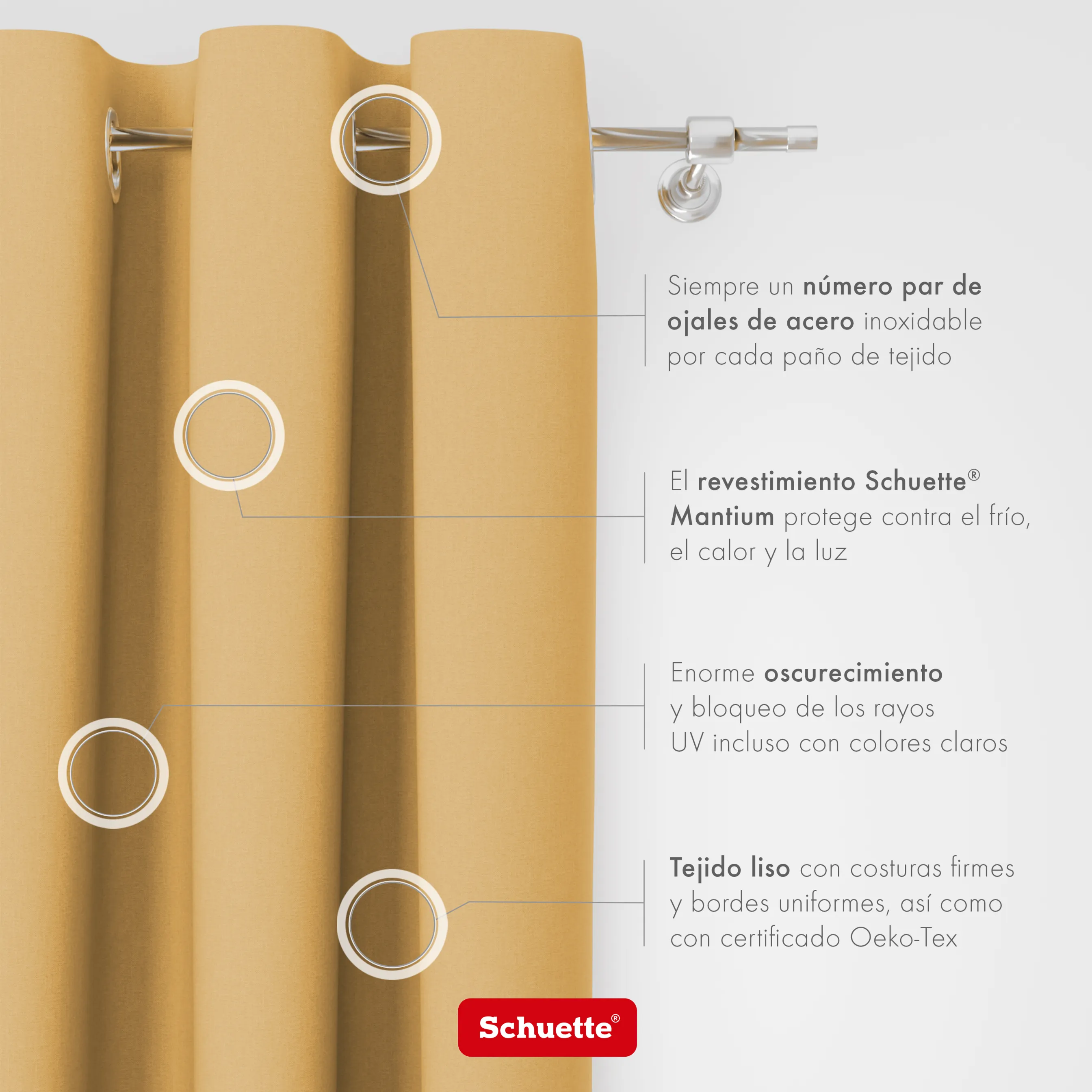 Schuette® Verdunkelungs-Vorhang Gardine mit Ösen nach Maß ● Century Black Kollektion: Tuscan sun (Beige) ● 1 Stück ● Knitterfrei Pflegeleicht Thermo Blickdicht & stark Abdunkelnd