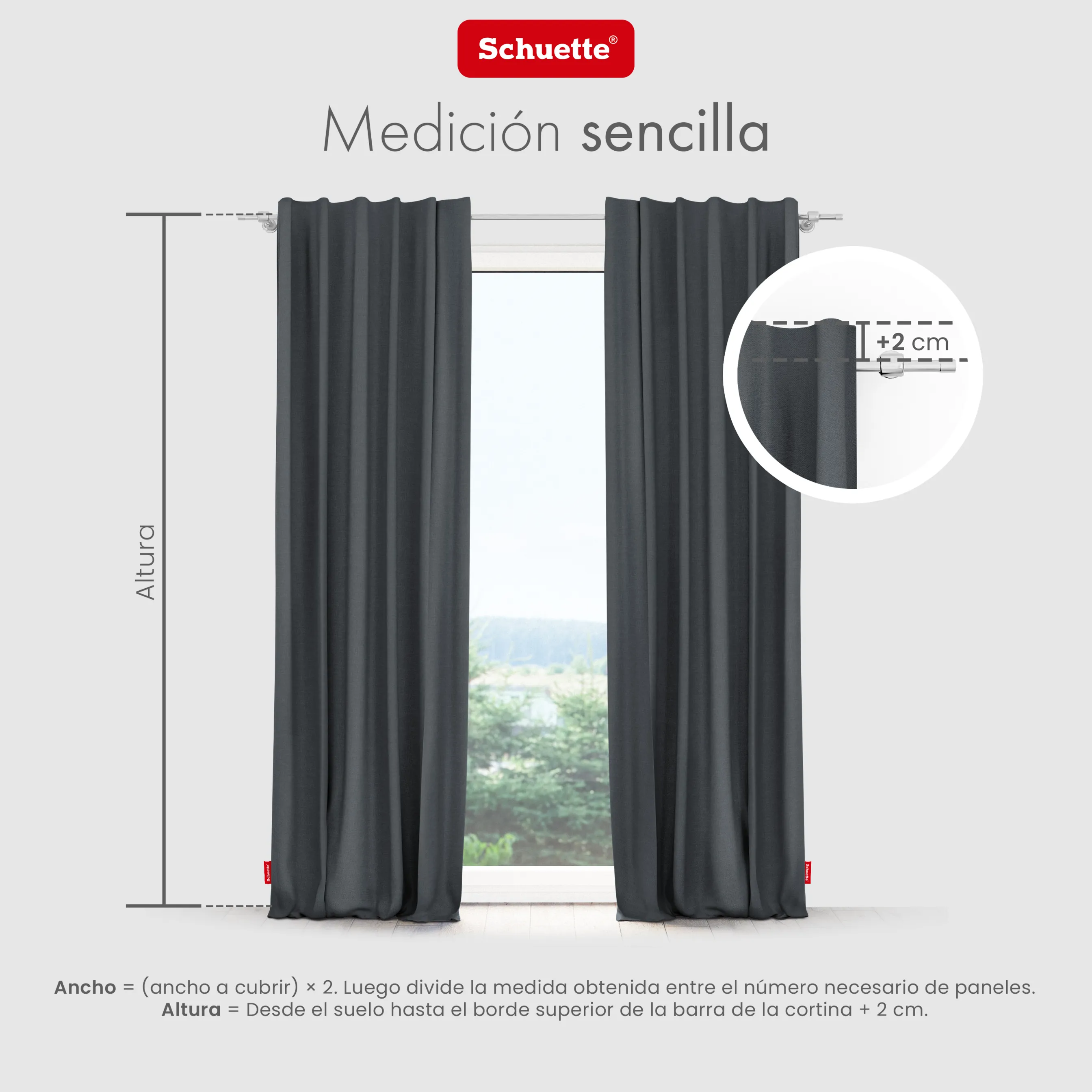 Schuette® Verdunkelungs-Vorhang Gardine mit Tunnelband nach Maß ● Century Black Kollektion: Shadow Touch (Grau) ● 1 Stück ● Knitterfrei Pflegeleicht Thermo Blickdicht & stark Abdunkelnd