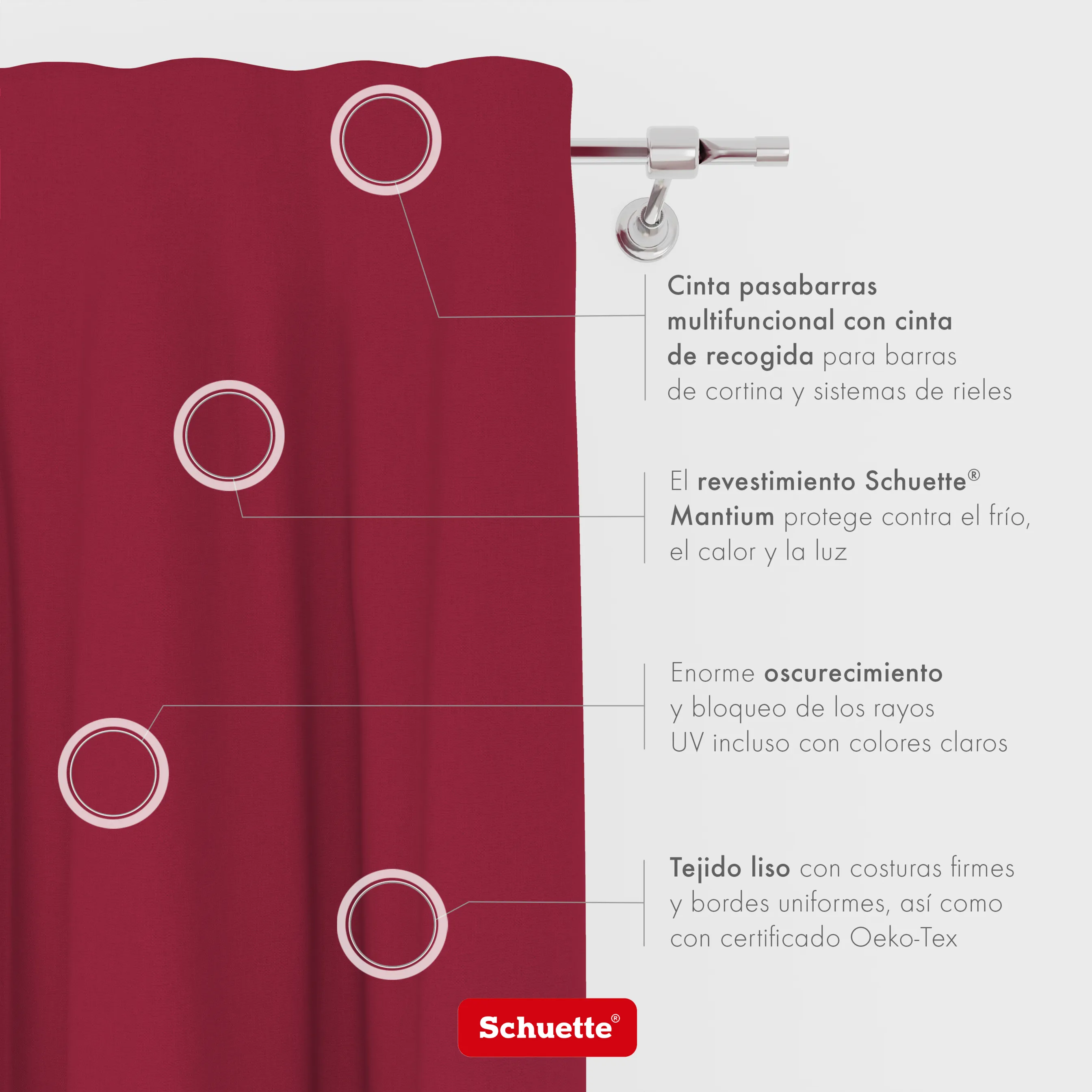 Schuette® Verdunkelungs-Vorhang Gardine mit Tunnelband nach Maß ● Century Black Kollektion: Fire Dance (Rot) ● 1 Stück ● Knitterfrei Pflegeleicht Thermo Blickdicht & stark Abdunkelnd