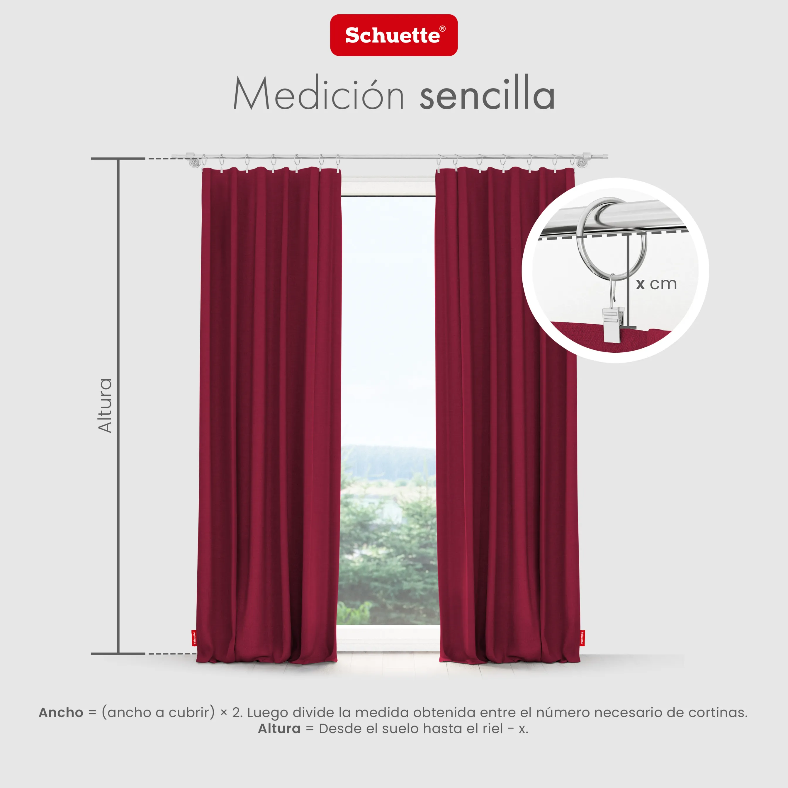 Schuette® Verdunkelungs-Vorhang Gardine mit Tunnelband nach Maß ● Century Black Kollektion: Fire Dance (Rot) ● 1 Stück ● Knitterfrei Pflegeleicht Thermo Blickdicht & stark Abdunkelnd