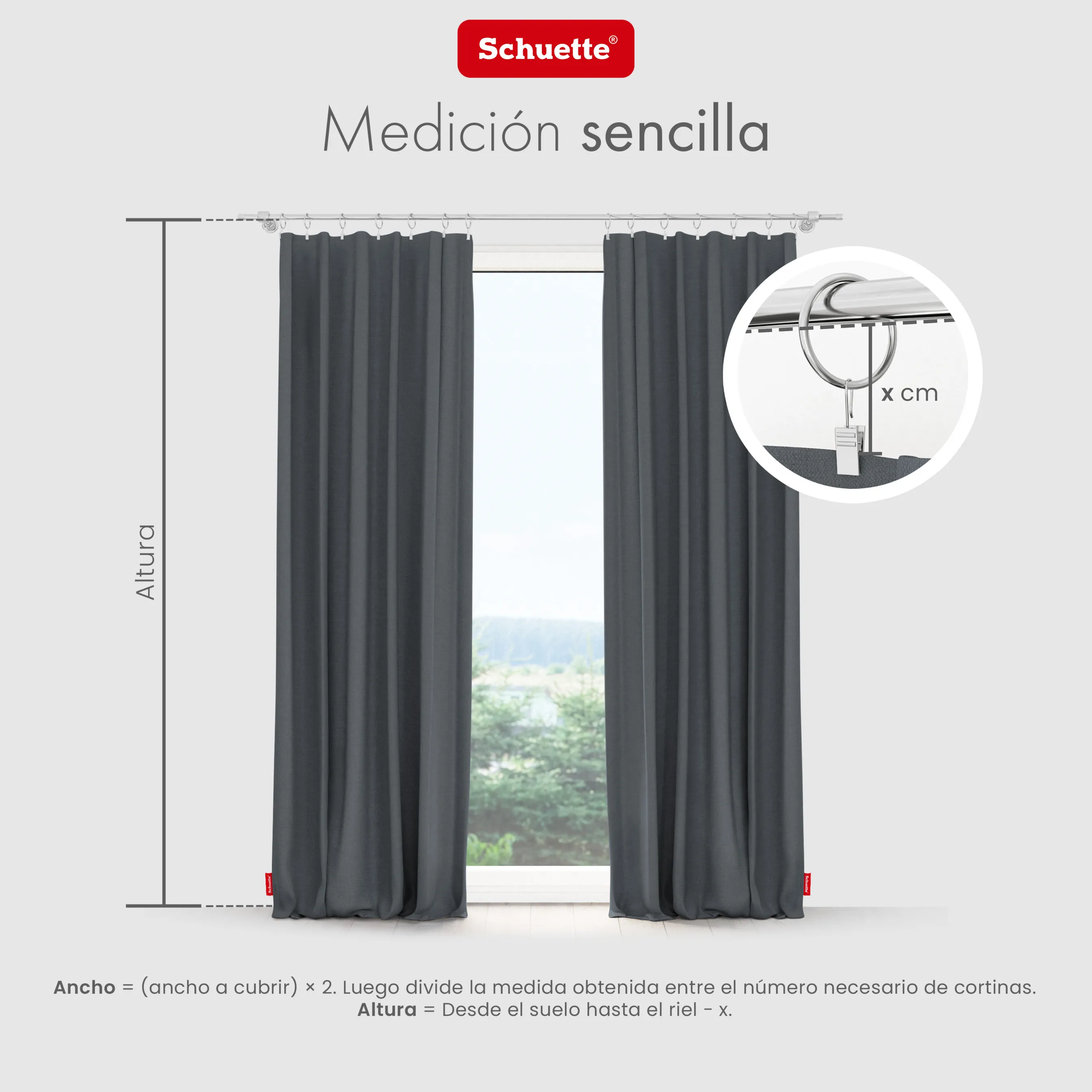 Schuette® Verdunkelungs-Vorhang Gardine mit Tunnelband nach Maß ● Century Black Kollektion: Shadow Touch (Grau) ● 1 Stück ● Knitterfrei Pflegeleicht Thermo Blickdicht & stark Abdunkelnd