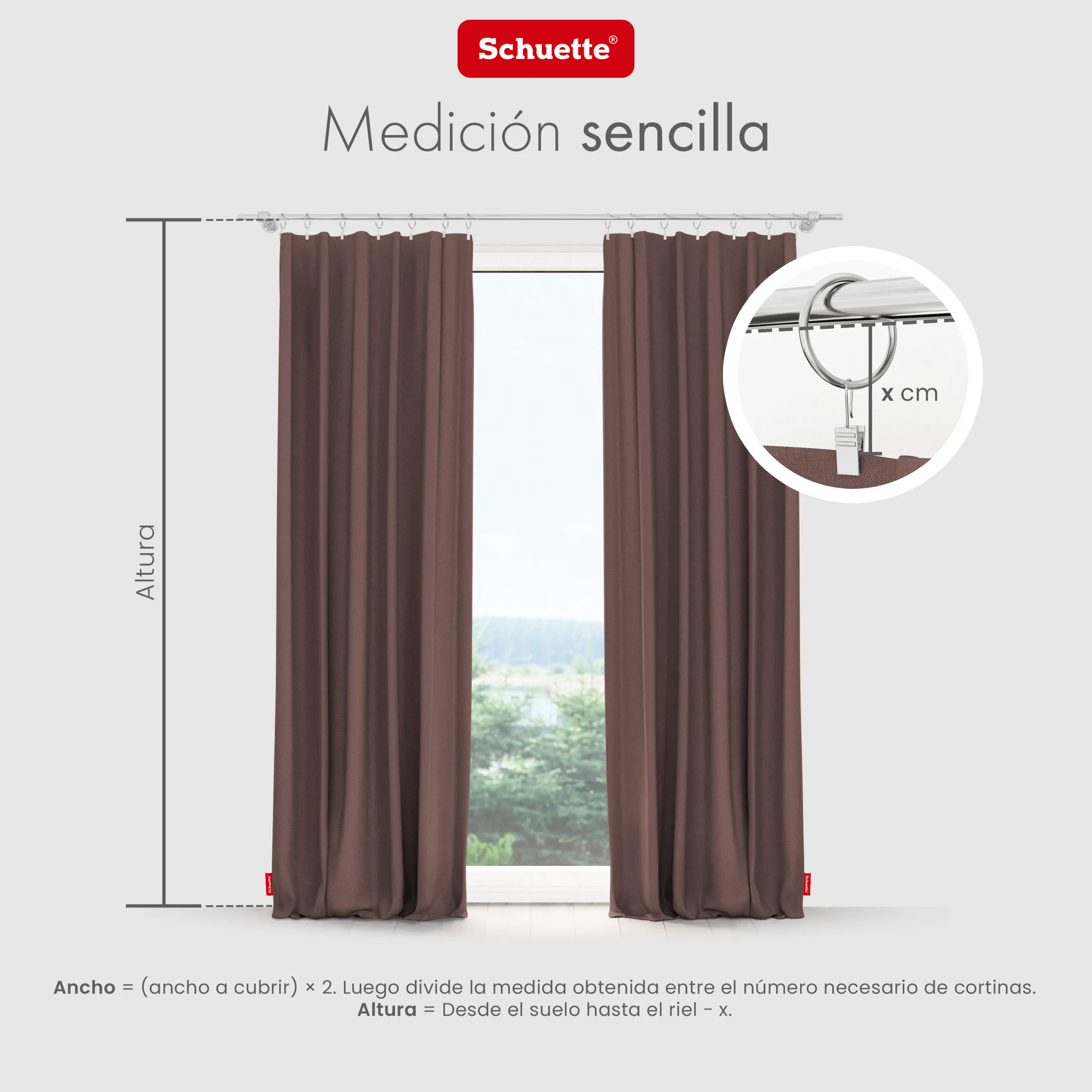Schuette® Verdunkelungs-Vorhang Gardine mit Tunnelband nach Maß ● Century Black Kollektion: Deep Walnut (Braun) ● 1 Stück ● Knitterfrei Pflegeleicht Thermo Blickdicht & stark Abdunkelnd