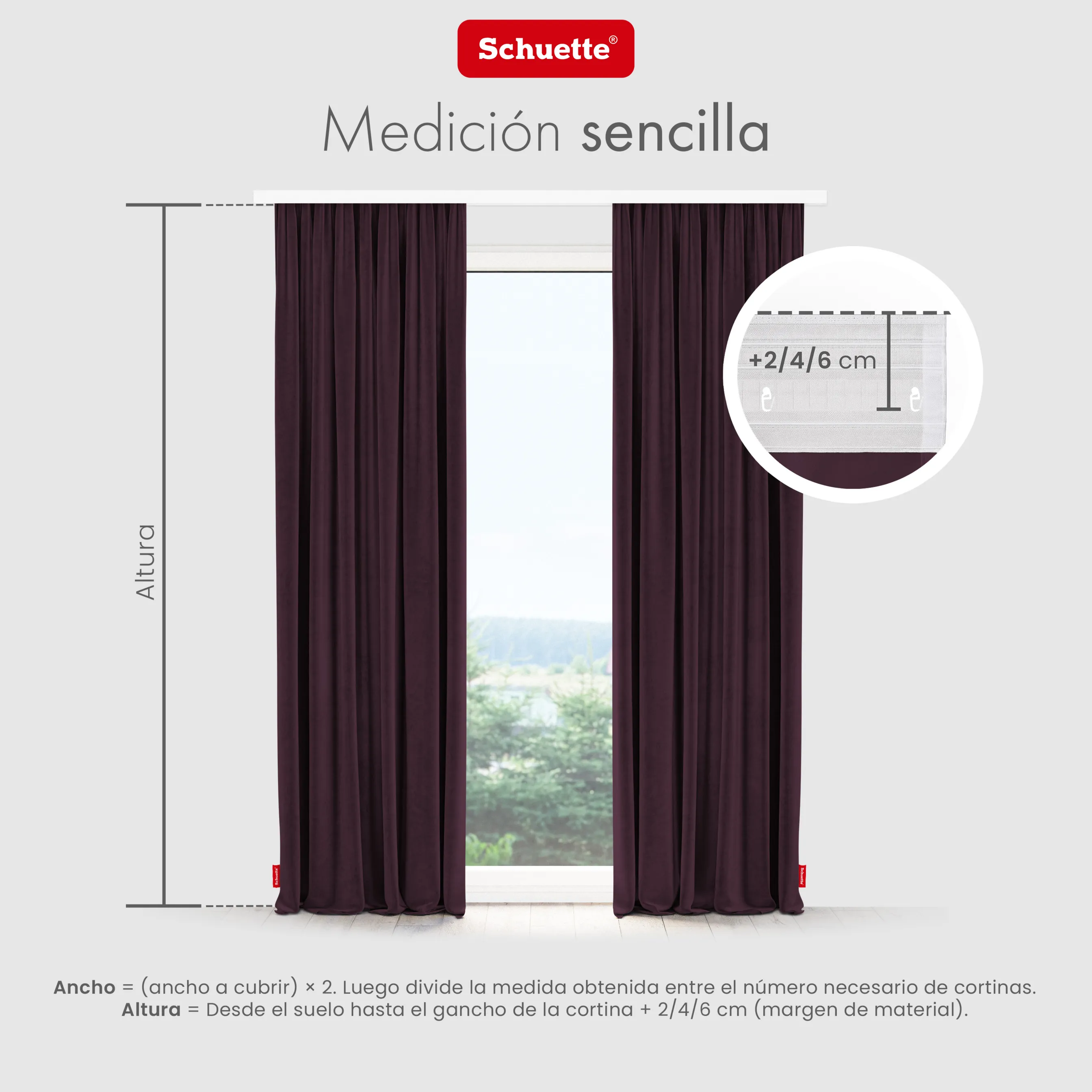 Schuette® Verdunkelungs-Vorhang Gardine mit Tunnelband nach Maß ● Millenium Velvet Kollektion: Plum (Purple) ● 1 Stück ● Knitterfrei Pflegeleicht Thermo Blickdicht & stark Abdunkelnd