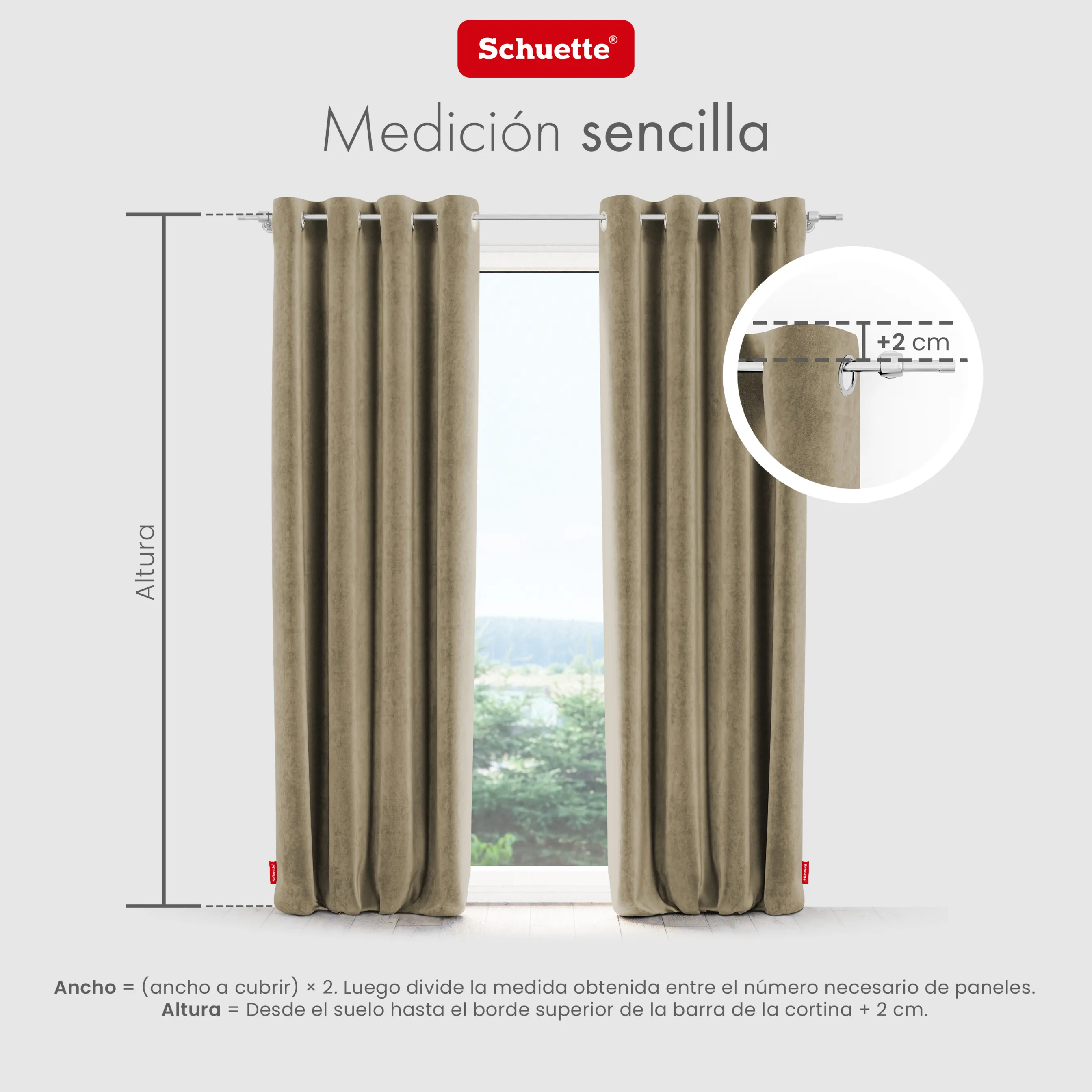 Schuette® Verdunkelungs-Vorhang Gardine mit Ösen nach Maß ● Millenium Velvet Kollektion: Brown Teddy (Beige) ● 1 Stück ● Knitterfrei Pflegeleicht Thermo Blickdicht & stark Abdunkelnd