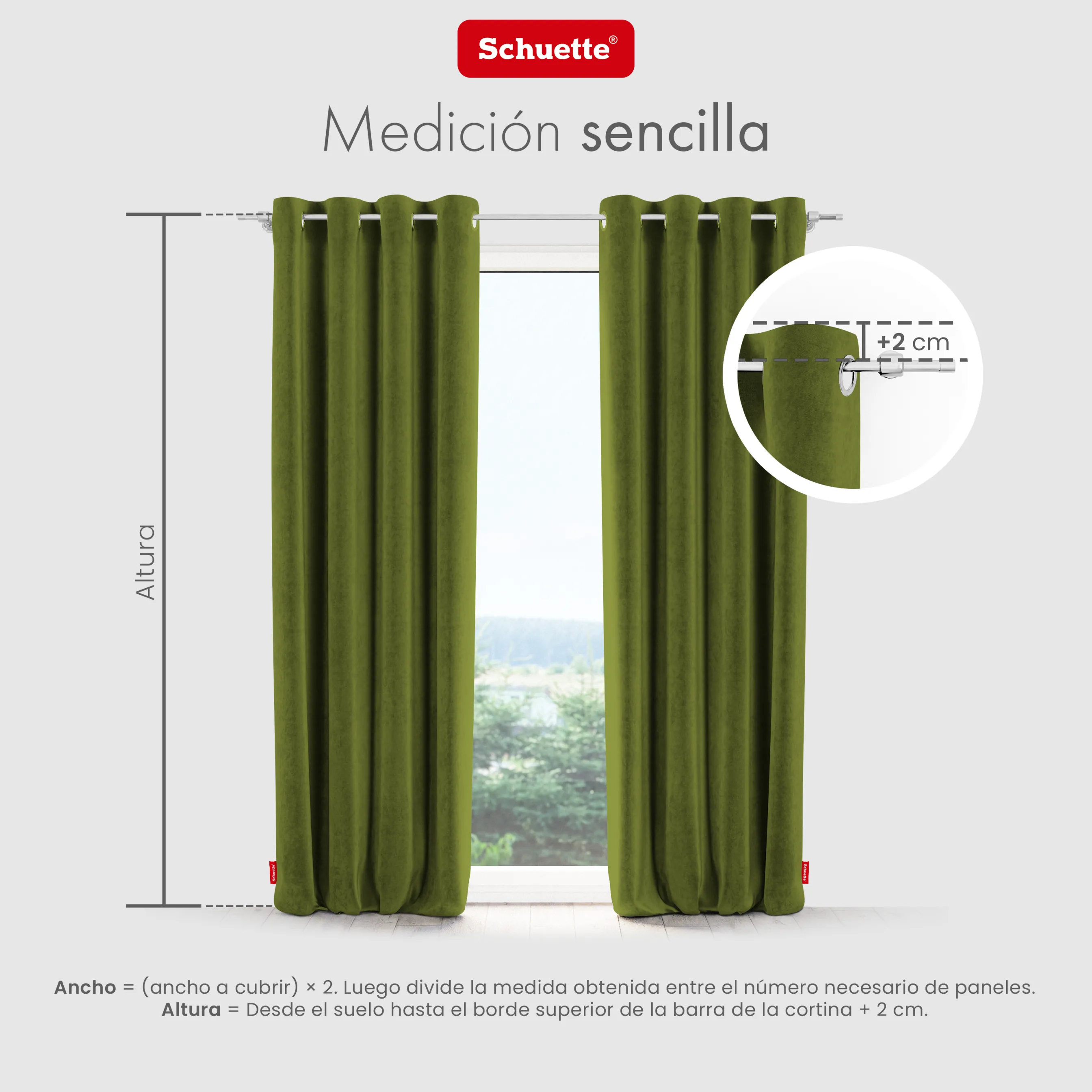 Schuette® Verdunkelungs-Vorhang Gardine mit Ösen nach Maß ● Millenium Velvet Kollektion: Olives Garden (Grün) ● 1 Stück ● Knitterfrei Pflegeleicht Thermo Blickdicht & stark Abdunkelnd