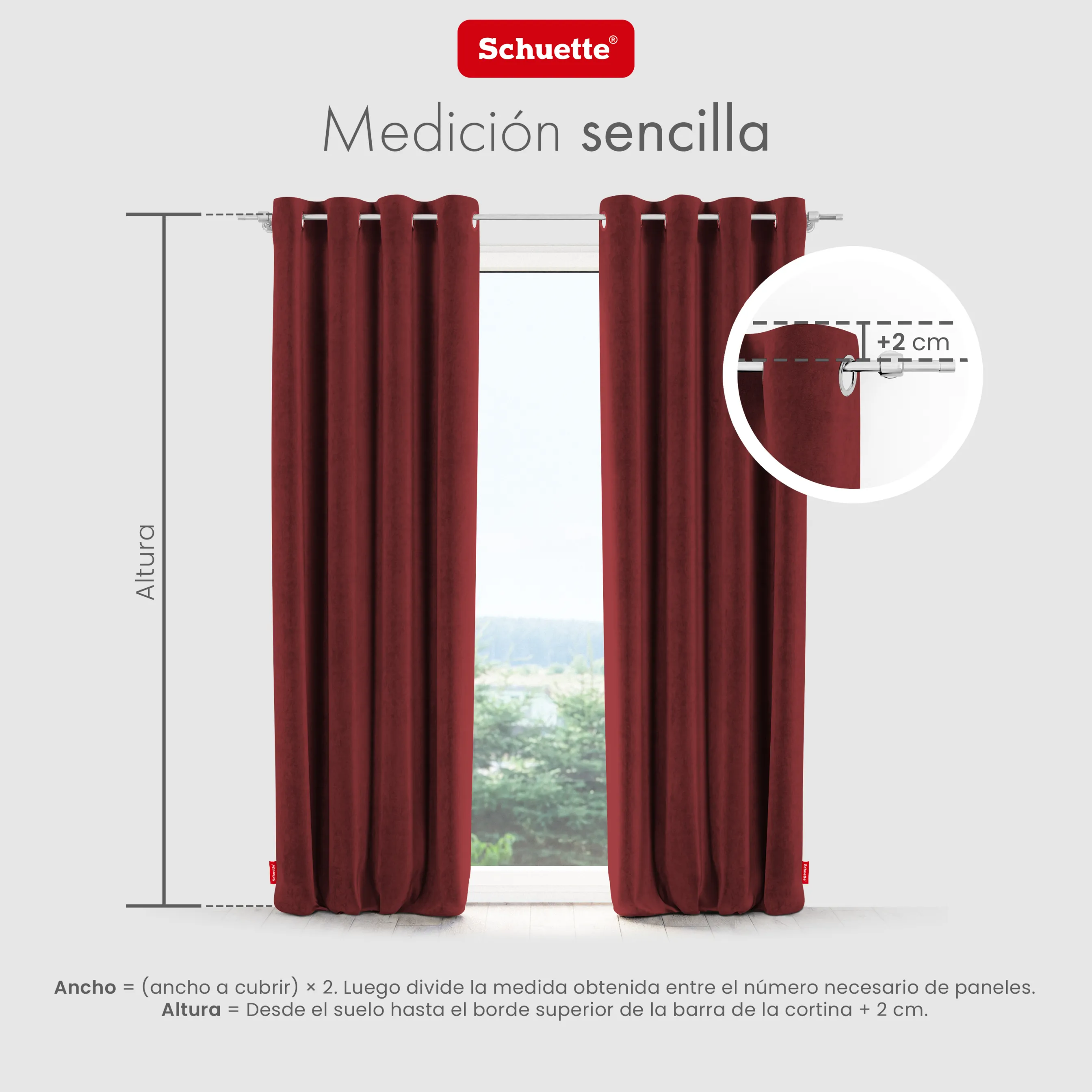 Schuette® Verdunkelungs-Vorhang Gardine mit Ösen nach Maß ● Millenium Velvet Kollektion: Carmine (Rot) ● 1 Stück ● Knitterfrei Pflegeleicht Thermo Blickdicht & stark Abdunkelnd