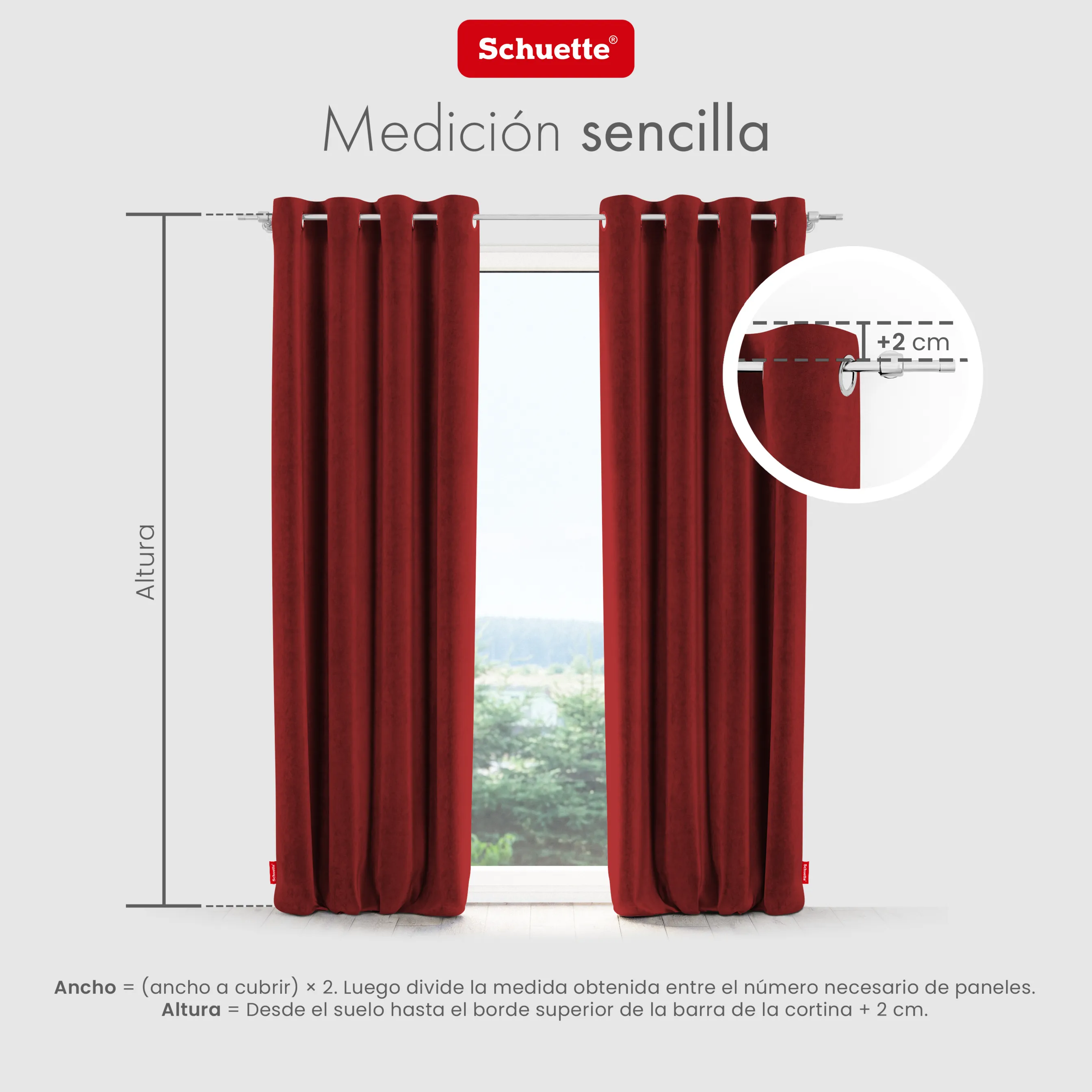 Schuette® Verdunkelungs-Vorhang Gardine mit Ösen nach Maß ● Millenium Velvet Kollektion: Sangria (Rot) ● 1 Stück ● Knitterfrei Pflegeleicht Thermo Blickdicht & stark Abdunkelnd