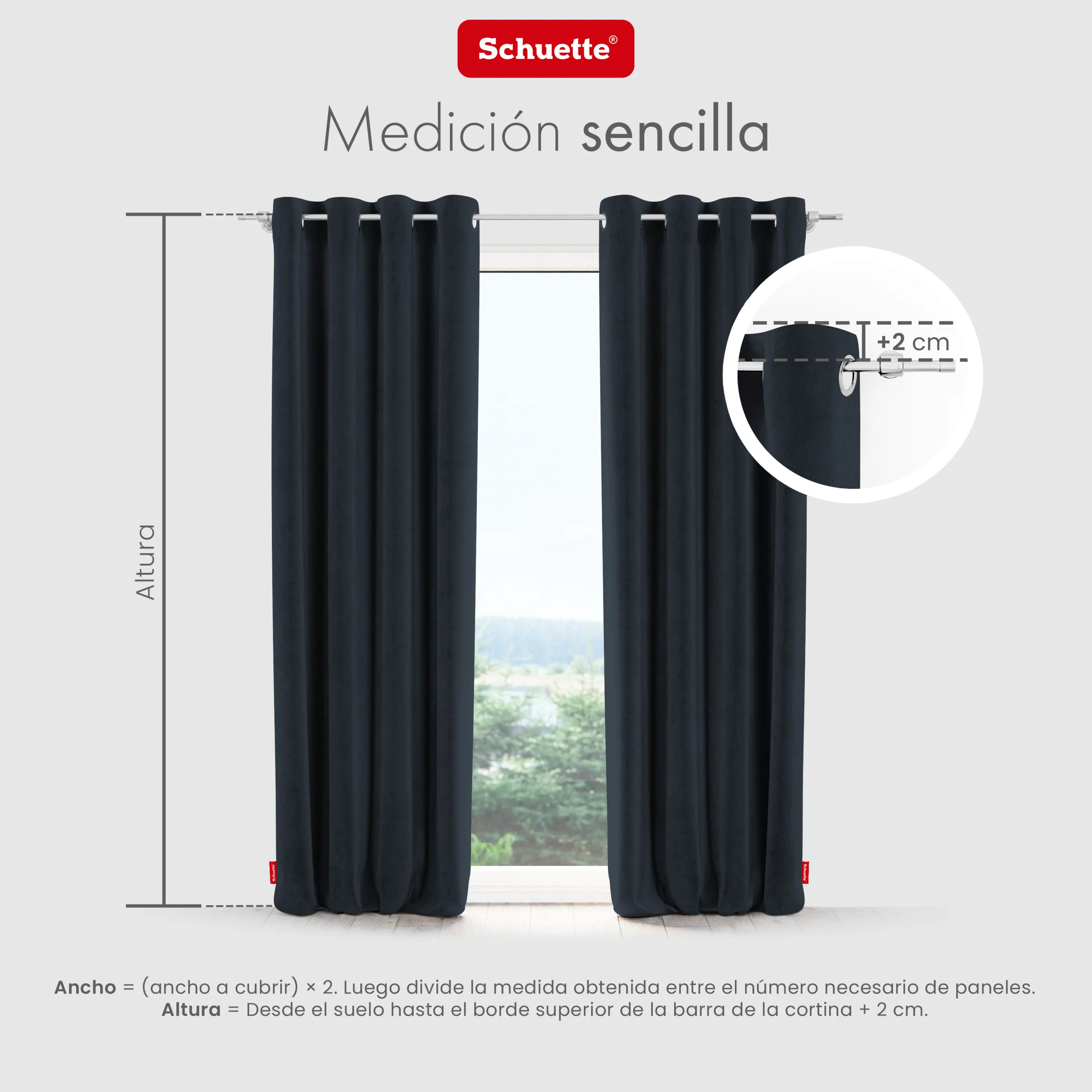 Schuette® Verdunkelungs-Vorhang Gardine mit Ösen nach Maß ● Millenium Velvet Kollektion: Anchor (Blau) ● 1 Stück ● Knitterfrei Pflegeleicht Thermo Blickdicht & stark Abdunkelnd