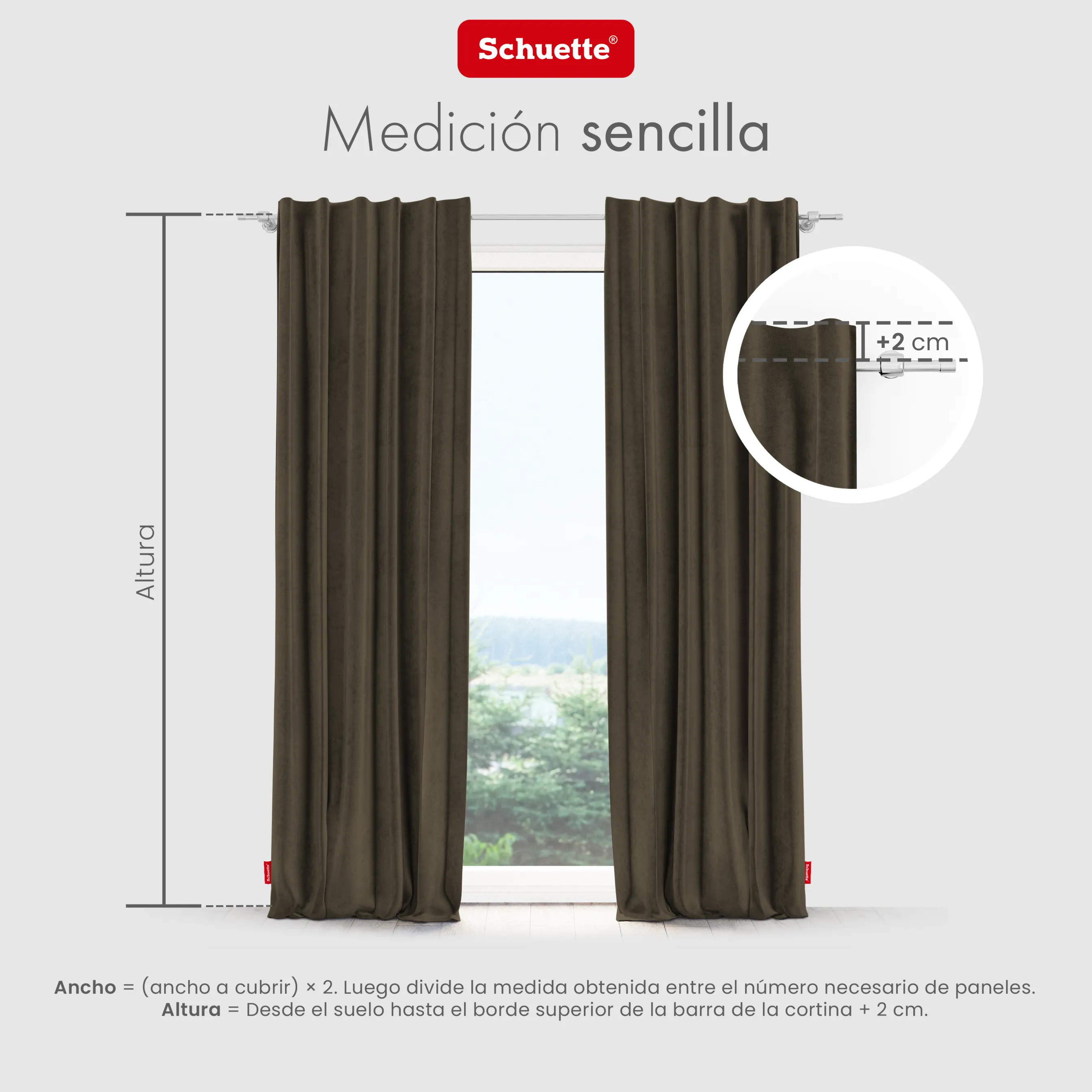 Schuette® Verdunkelungs-Vorhang Gardine mit Tunnelband nach Maß ● Millenium Velvet Kollektion: Bright Lead (Braun) ● 1 Stück ● Knitterfrei Pflegeleicht Thermo Blickdicht & stark Abdunkelnd