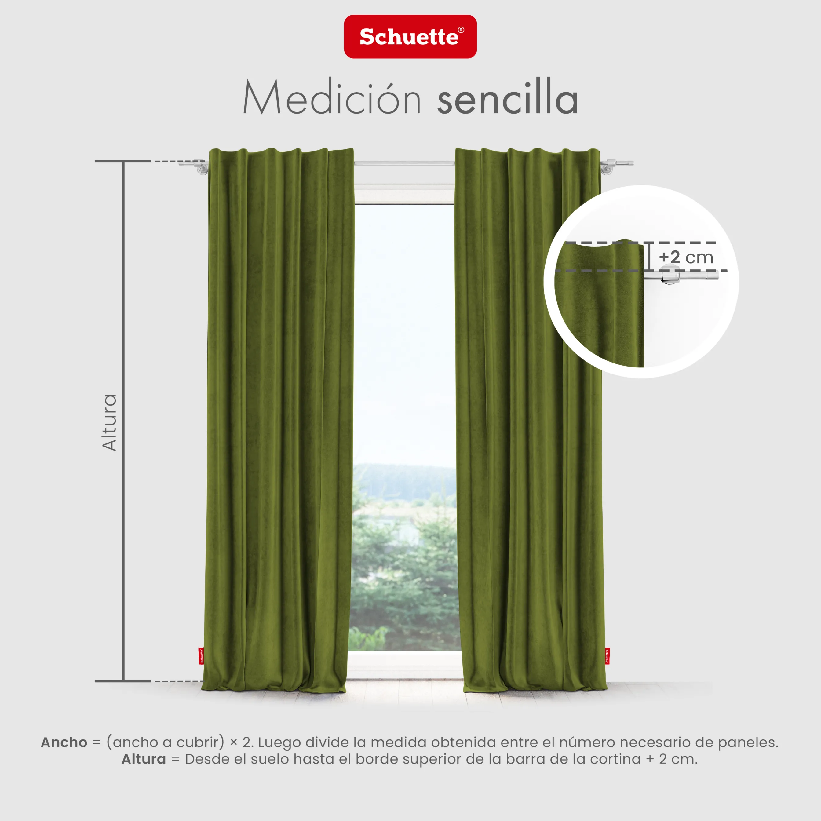 Schuette® Verdunkelungs-Vorhang Gardine mit Tunnelband nach Maß ● Millenium Velvet Kollektion: Olives Garden (Grün) ● 1 Stück ● Knitterfrei Pflegeleicht Thermo Blickdicht & stark Abdunkelnd