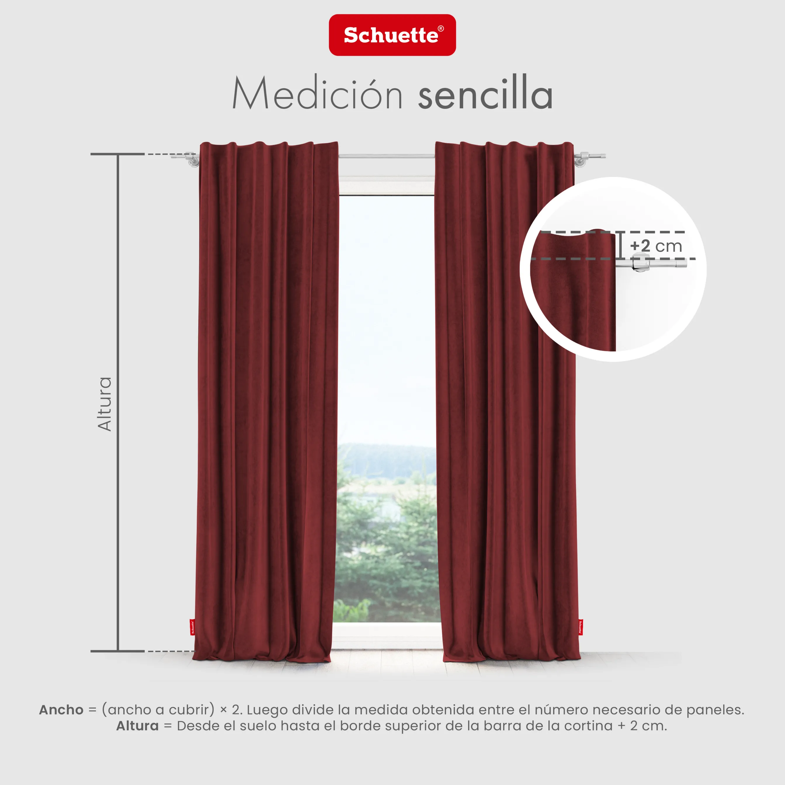 Schuette® Verdunkelungs-Vorhang Gardine mit Tunnelband nach Maß ● Millenium Velvet Kollektion: Carmine (Rot) ● 1 Stück ● Knitterfrei Pflegeleicht Thermo Blickdicht & stark Abdunkelnd