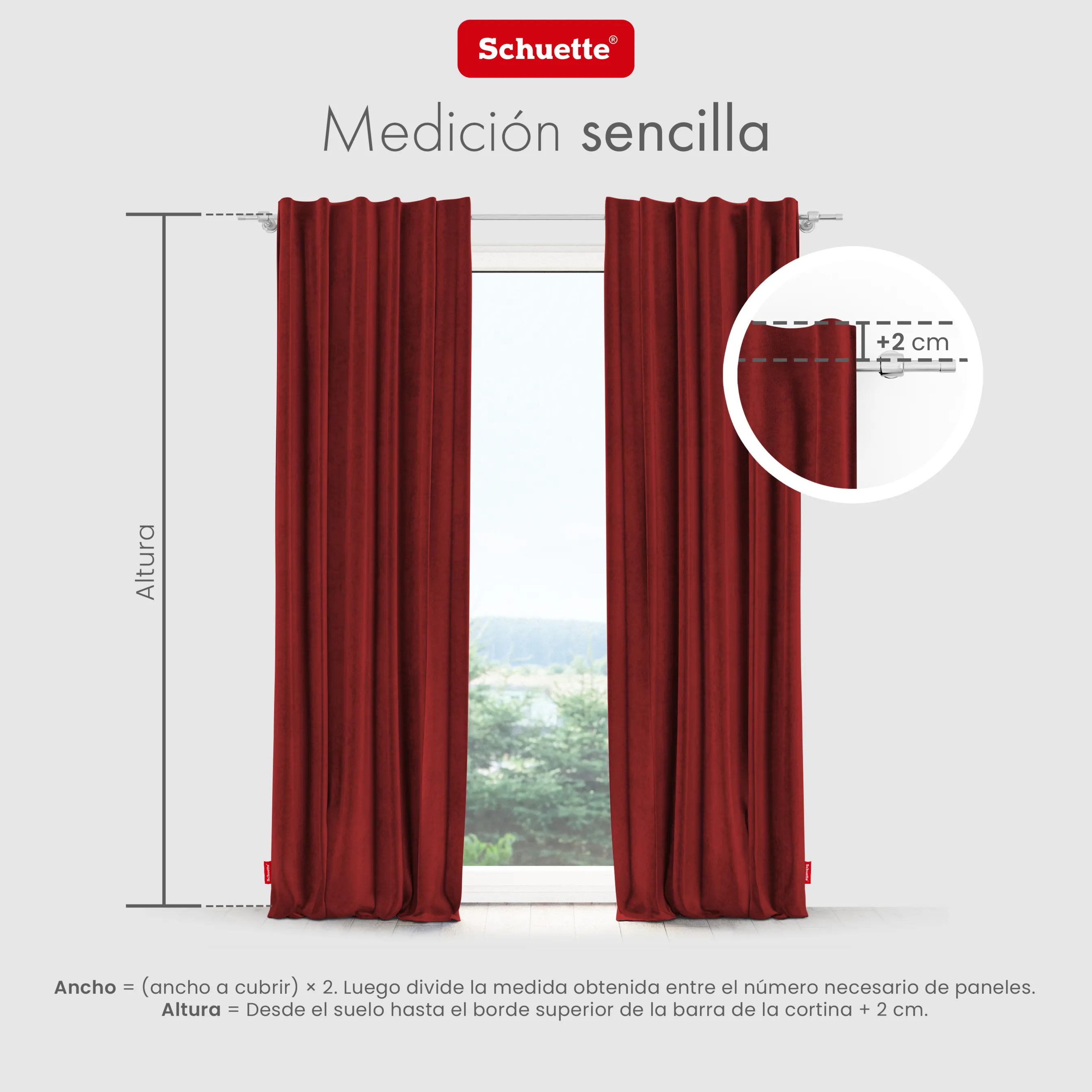 Schuette® Verdunkelungs-Vorhang Gardine mit Tunnelband nach Maß ● Millenium Velvet Kollektion: Sangria (Rot) ● 1 Stück ● Knitterfrei Pflegeleicht Thermo Blickdicht & stark Abdunkelnd