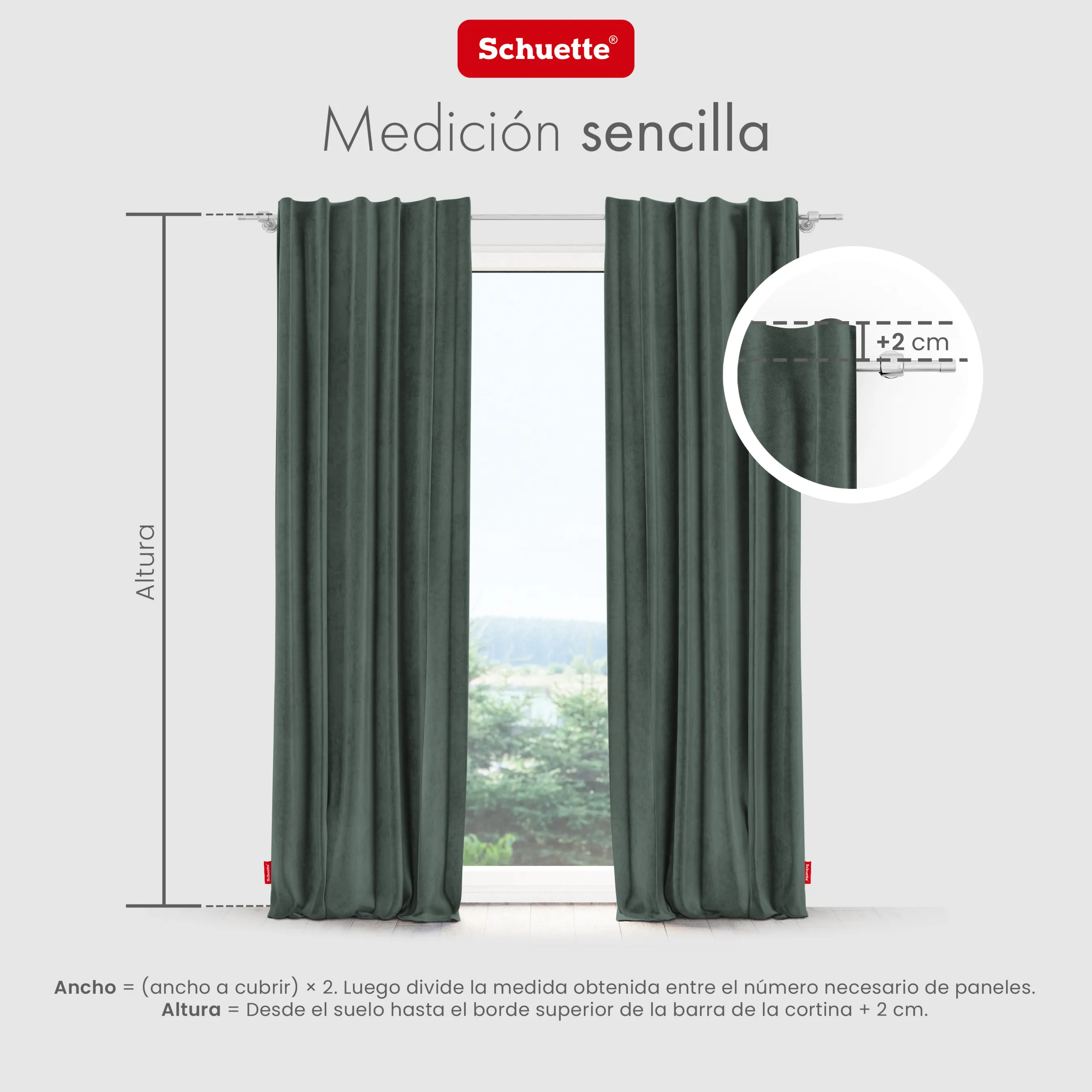 Schuette® Verdunkelungs-Vorhang Gardine mit Tunnelband nach Maß ● Millenium Velvet Kollektion: Isle of Pines (Dunkelgrün) ● 1 Stück ● Knitterfrei Pflegeleicht Thermo Blickdicht & stark Abdunkelnd