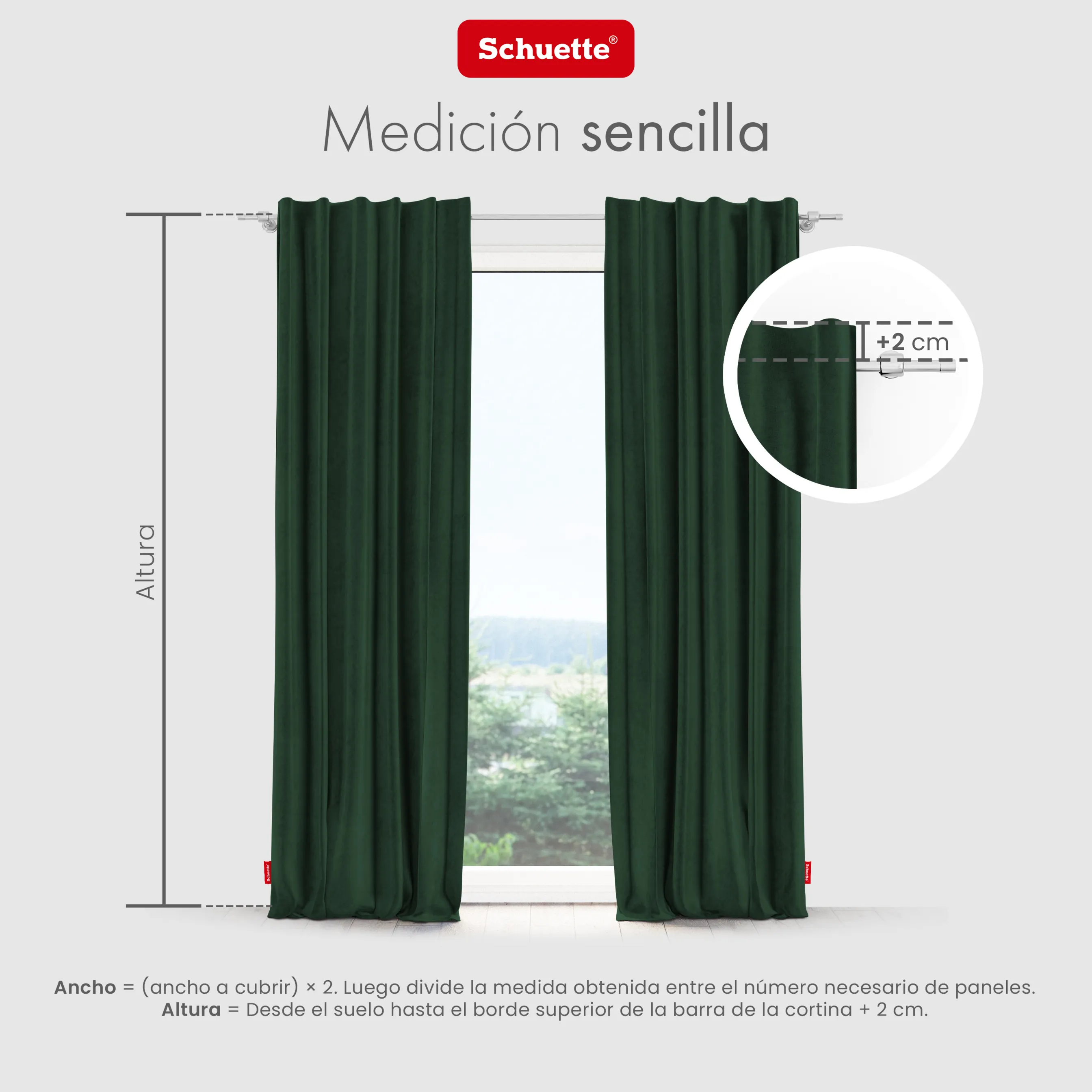 Schuette® Verdunkelungs-Vorhang Gardine mit Tunnelband nach Maß ● Millenium Velvet Kollektion: Dark Forest (Dunkelgrün) ● 1 Stück ● Knitterfrei Pflegeleicht Thermo Blickdicht & stark Abdunkelnd