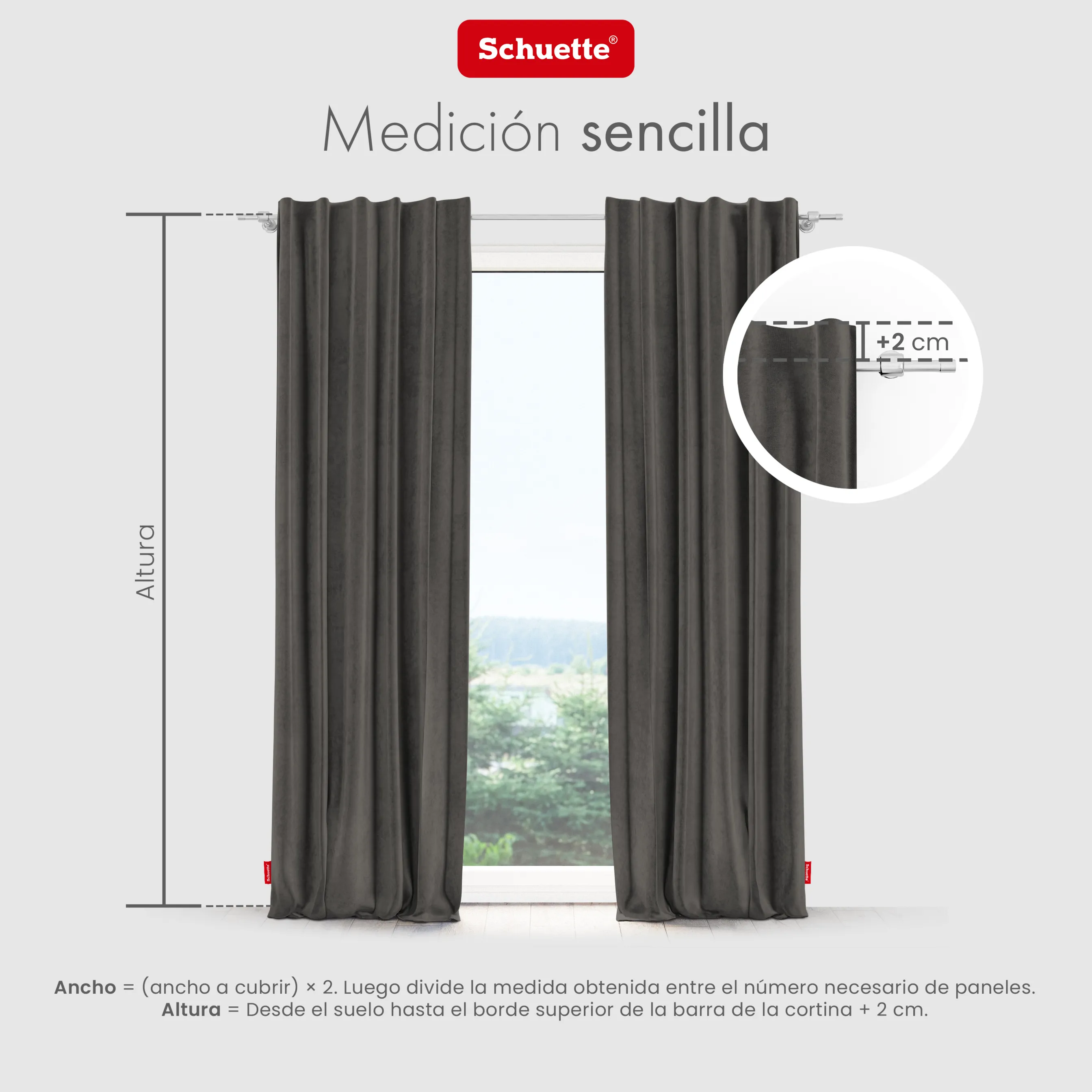 Schuette® Verdunkelungs-Vorhang Gardine mit Tunnelband nach Maß ● Millenium Velvet Kollektion: Great Wolf (Grau) ● 1 Stück ● Knitterfrei Pflegeleicht Thermo Blickdicht & stark Abdunkelnd