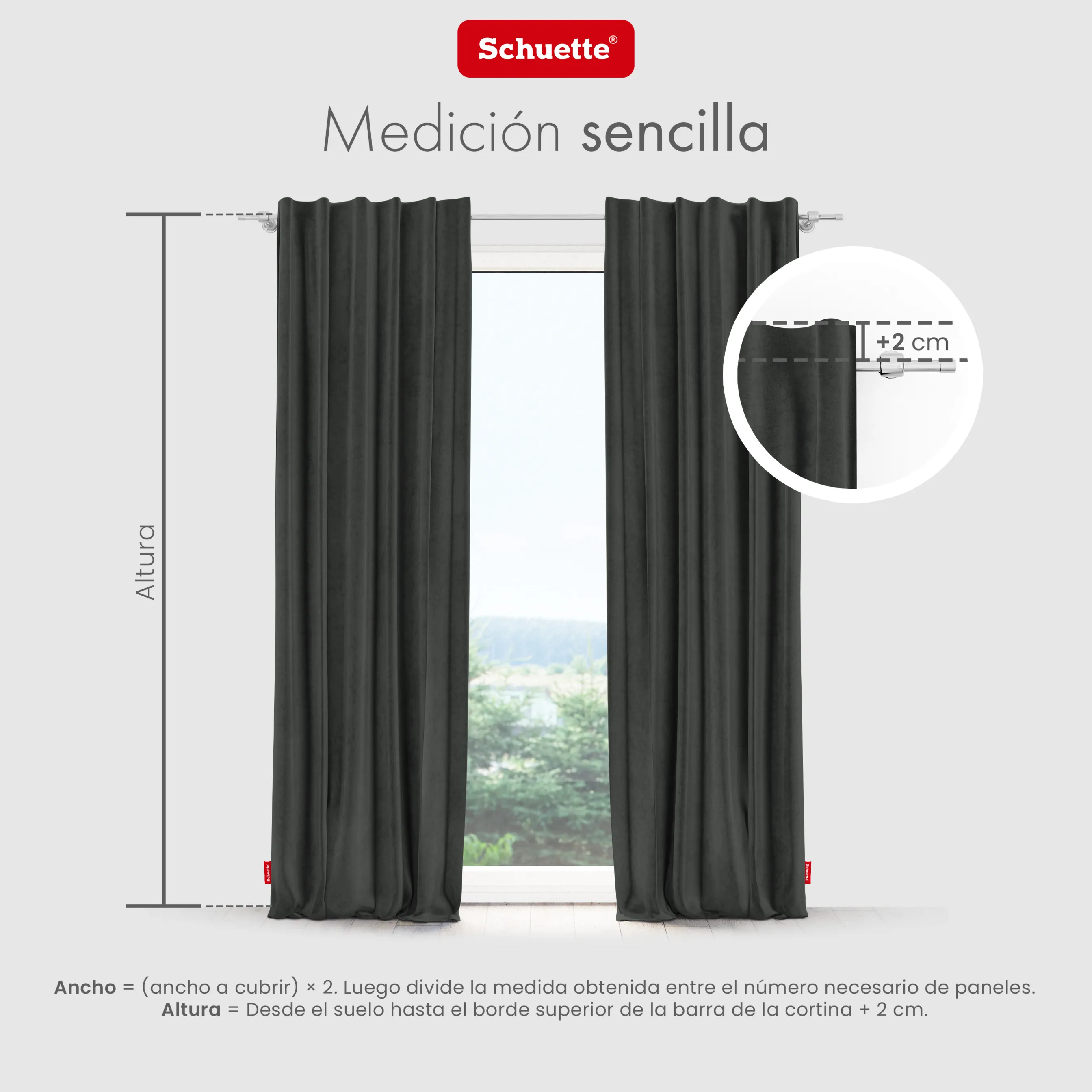 Schuette® Verdunkelungs-Vorhang Gardine mit Tunnelband nach Maß ● Millenium Velvet Kollektion: Dark Shadow (Grau) ● 1 Stück ● Knitterfrei Pflegeleicht Thermo Blickdicht & stark Abdunkelnd