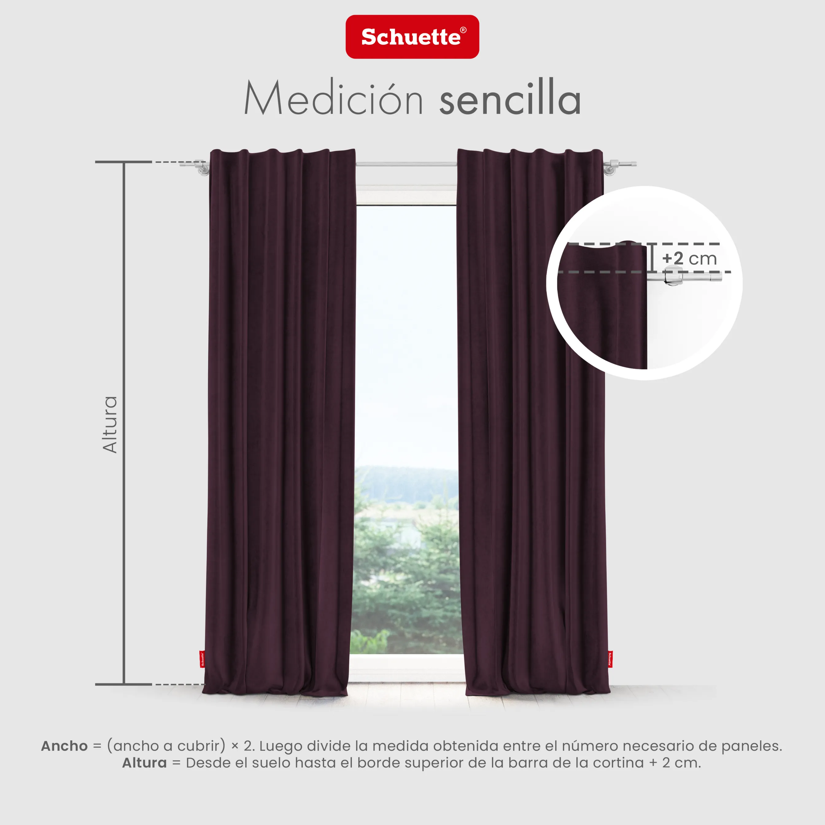 Schuette® Verdunkelungs-Vorhang Gardine mit Tunnelband nach Maß ● Millenium Velvet Kollektion: Plum (Purple) ● 1 Stück ● Knitterfrei Pflegeleicht Thermo Blickdicht & stark Abdunkelnd