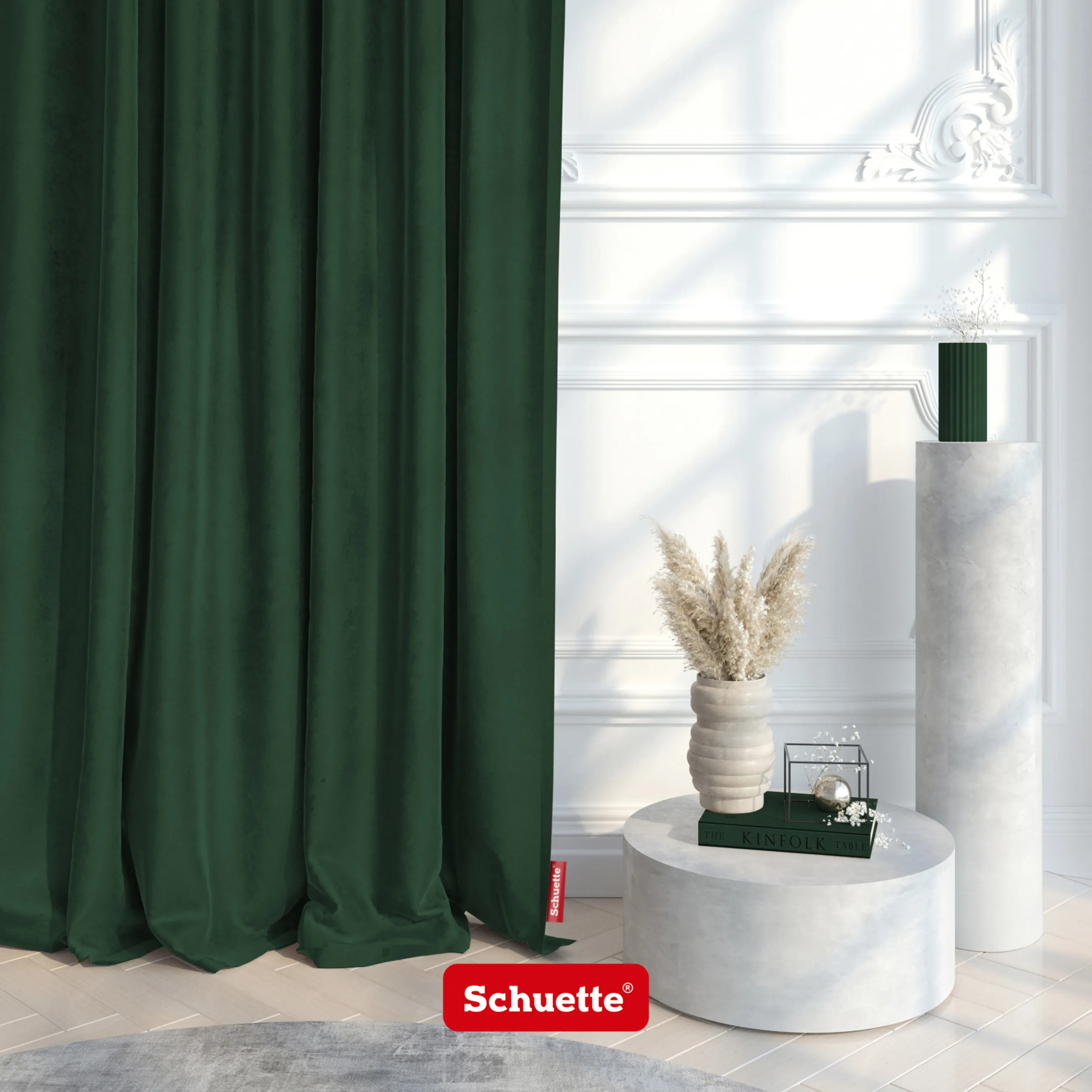 Schuette® Verdunkelungs-Vorhang Gardine mit Tunnelband nach Maß ● Millenium Velvet Kollektion: Dark Forest (Dunkelgrün) ● 1 Stück ● Knitterfrei Pflegeleicht Thermo Blickdicht & stark Abdunkelnd