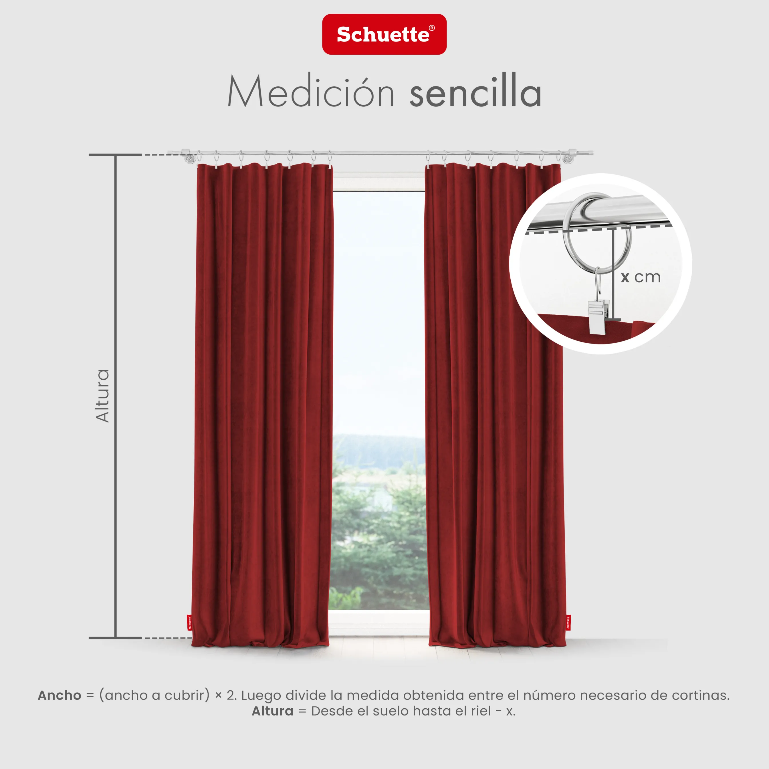 Schuette® Verdunkelungs-Vorhang Gardine mit Tunnelband nach Maß ● Millenium Velvet Kollektion: Sangria (Rot) ● 1 Stück ● Knitterfrei Pflegeleicht Thermo Blickdicht & stark Abdunkelnd