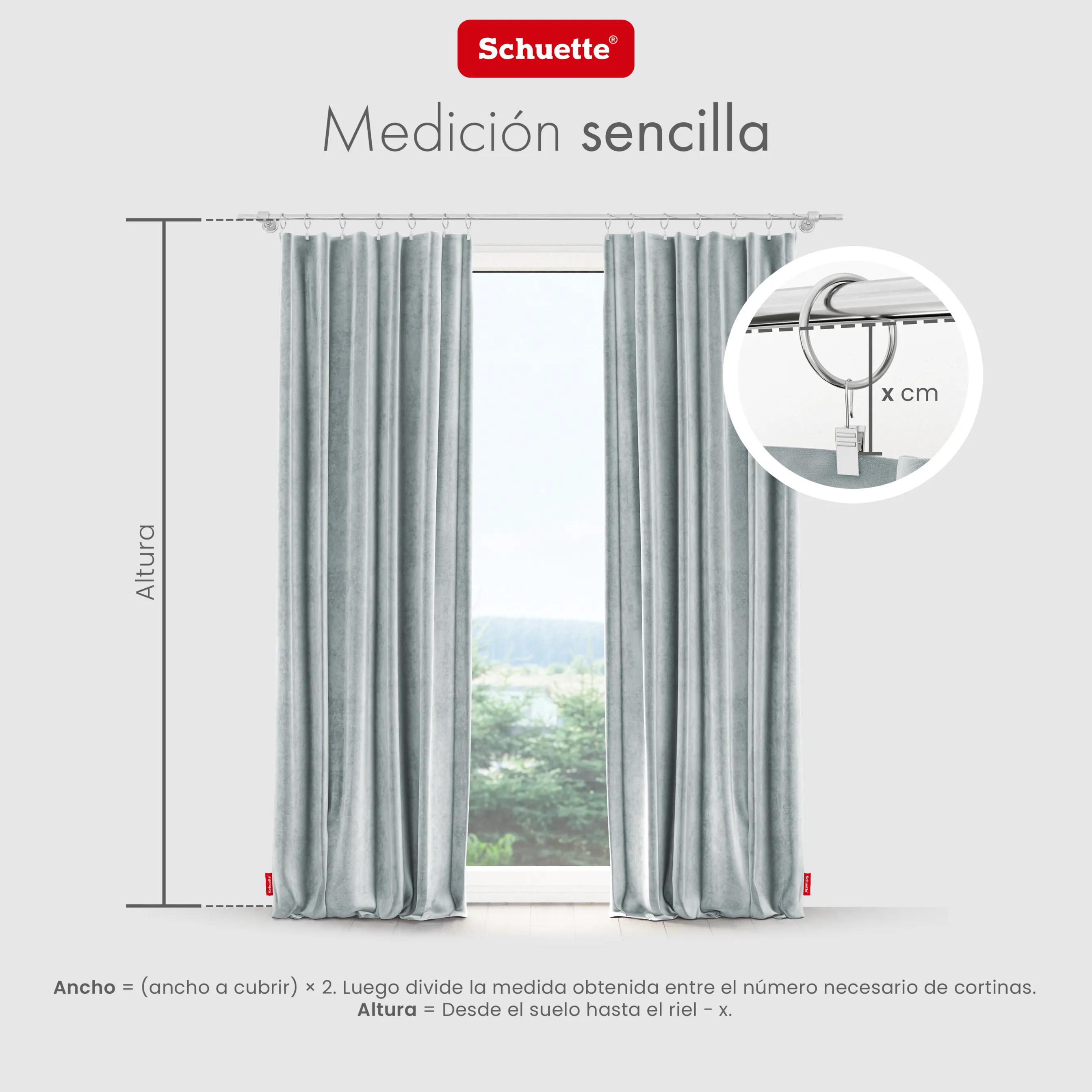 Schuette® Verdunkelungs-Vorhang Gardine mit Tunnelband nach Maß ● Millenium Velvet Kollektion: Koala Shade (Grau) ● 1 Stück ● Knitterfrei Pflegeleicht Thermo Blickdicht & stark Abdunkelnd