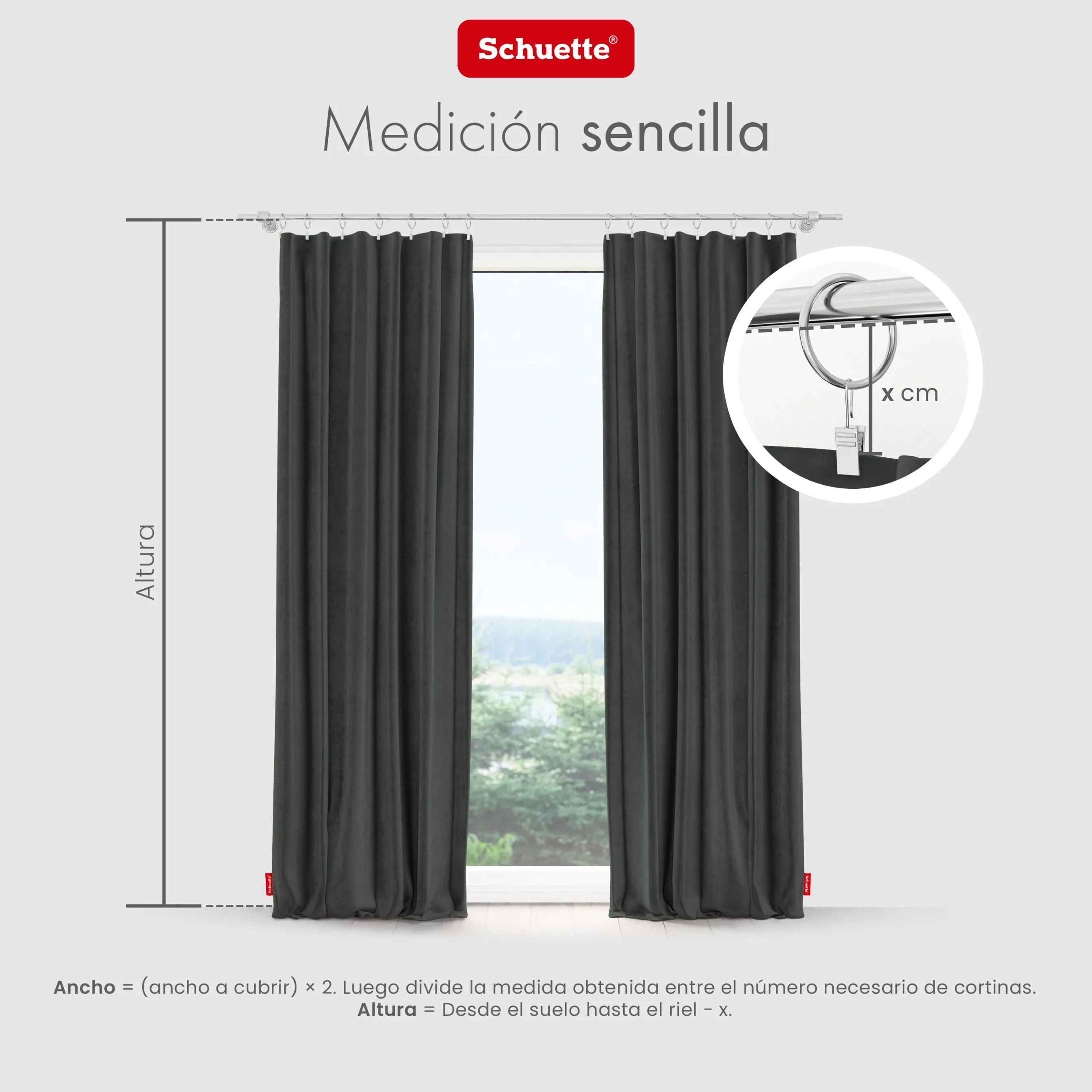 Schuette® Verdunkelungs-Vorhang Gardine mit Tunnelband nach Maß ● Millenium Velvet Kollektion: Dark Shadow (Grau) ● 1 Stück ● Knitterfrei Pflegeleicht Thermo Blickdicht & stark Abdunkelnd