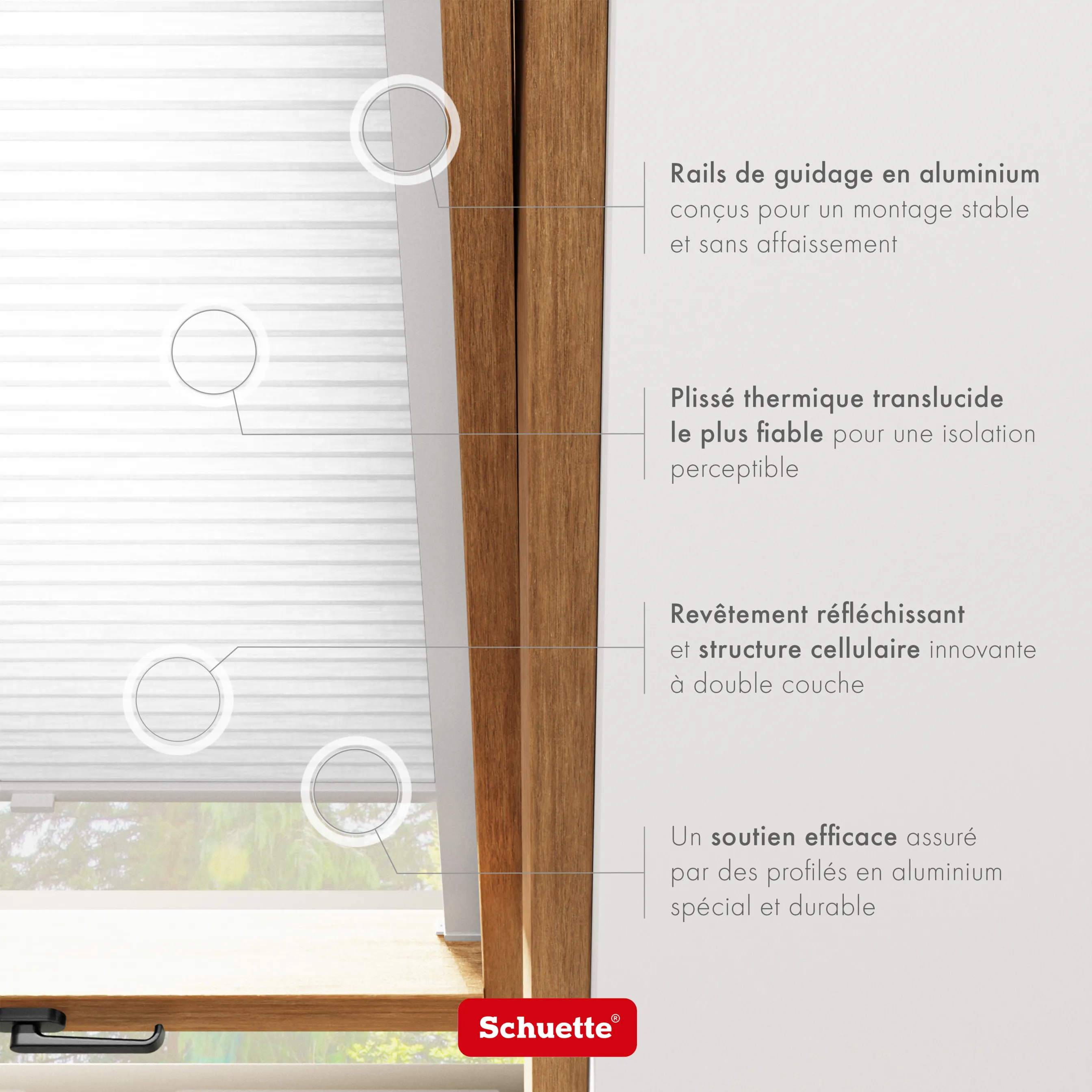 Schuette® Dachfenster Wabenplissee nach Maß • Thermo x Honey Kollektion: Coconut Kiss (Weiß) • Profilfarbe: Weiß