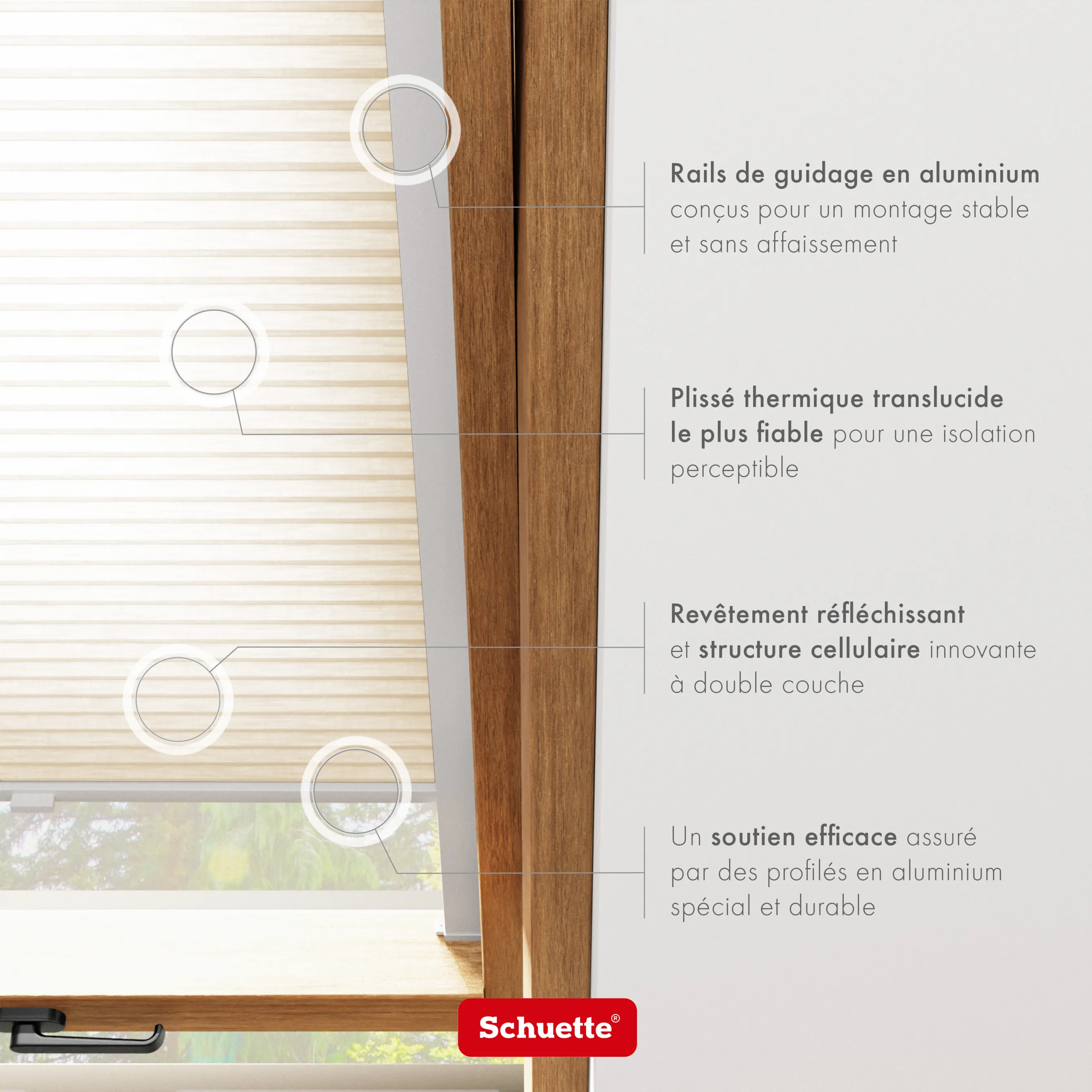 Schuette® Dachfenster Wabenplissee nach Maß • Thermo x Honey Kollektion: Tahini cream (Creme) • Profilfarbe: Silber