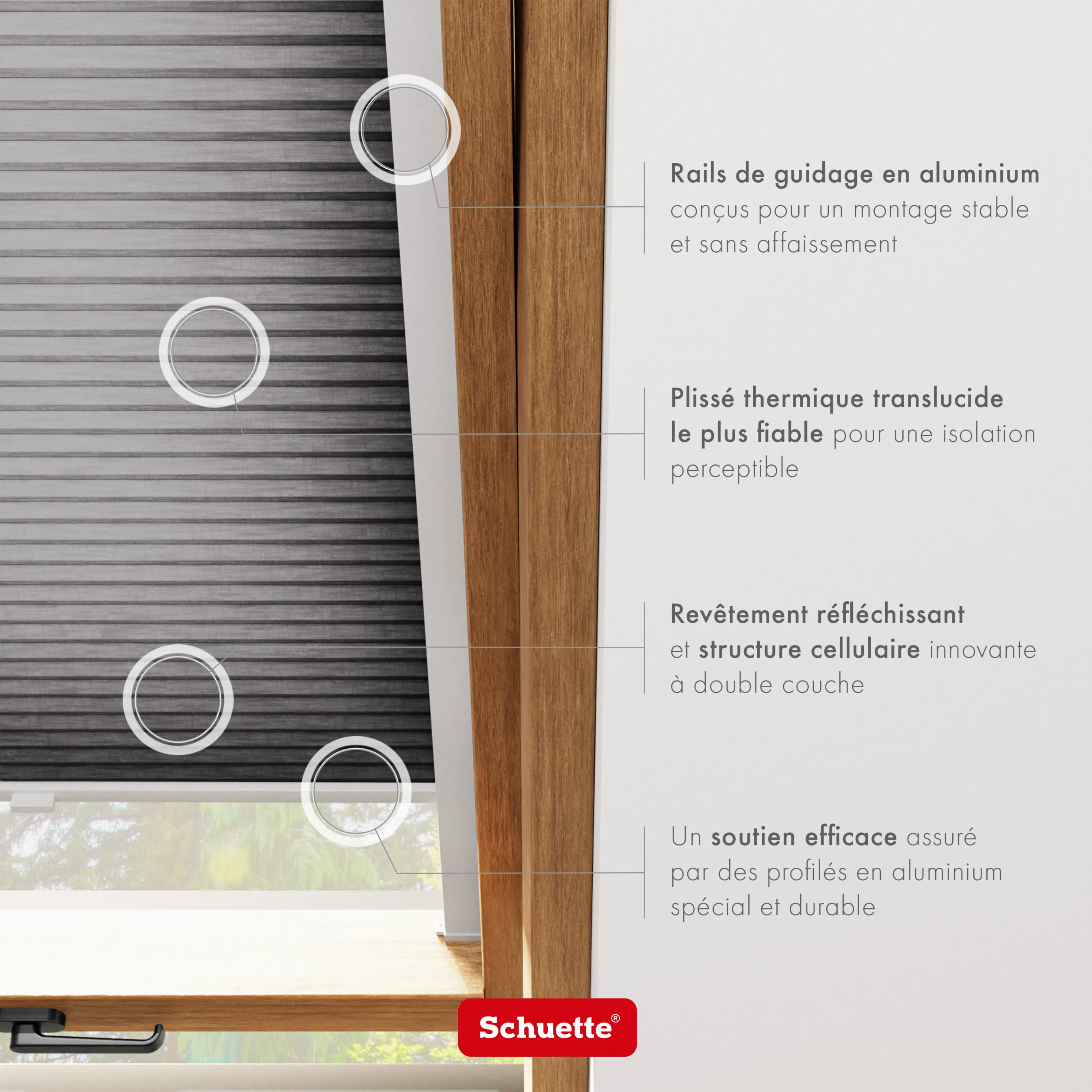 Schuette® Dachfenster Wabenplissee nach Maß • Thermo x Honey Kollektion: Midnight Snack (Schwarz) • Profilfarbe: Weiß