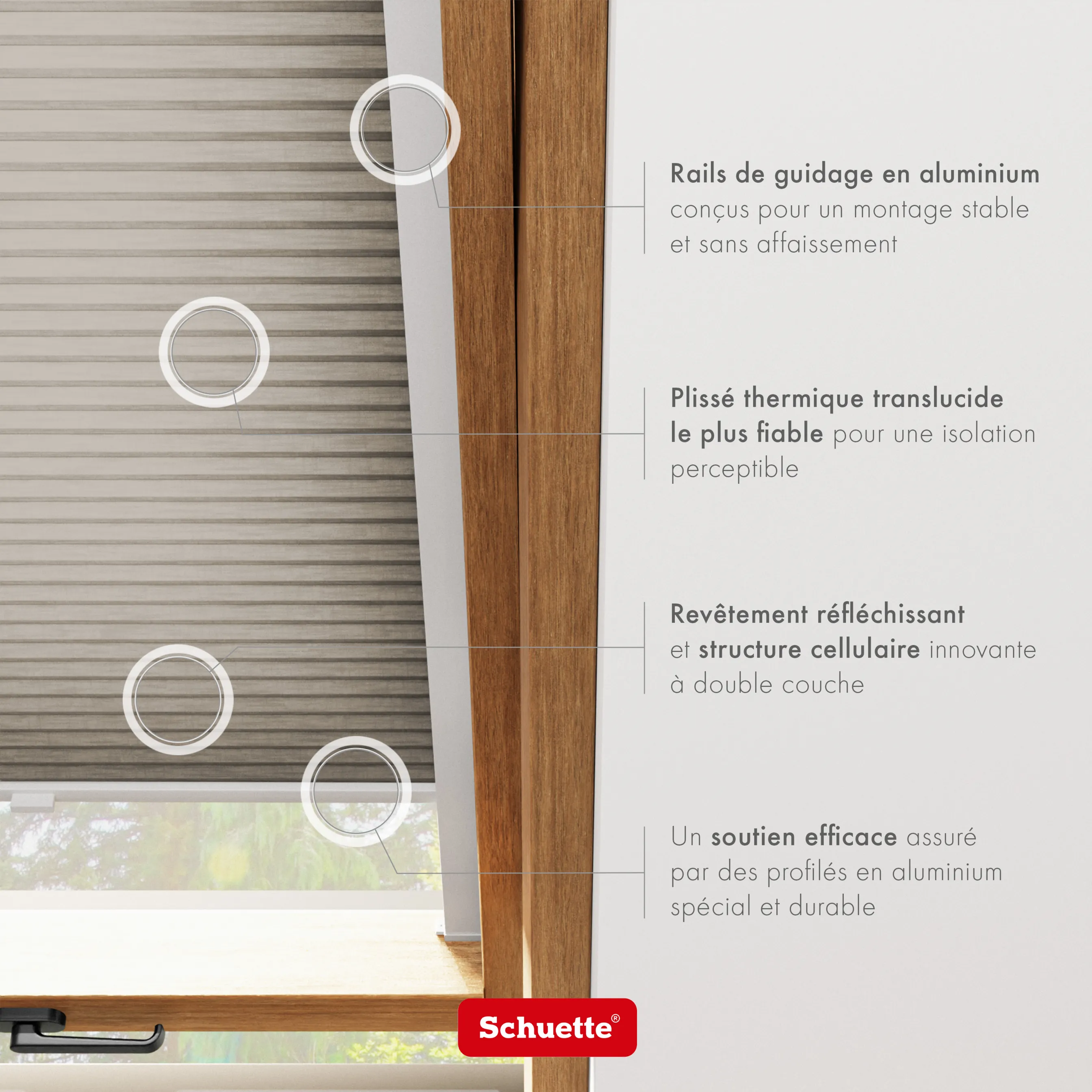 Schuette® Dachfenster Wabenplissee nach Maß • Thermo x Honey Kollektion: Truffle Dust (Taupe) • Profilfarbe: Braun