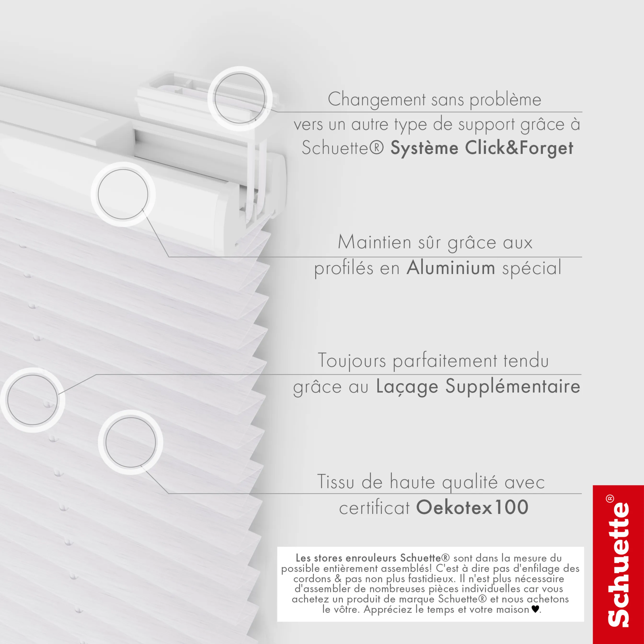 Schuette® Plissee ohne Bohren nach Maß • Suprafix Klemmhalter “Incognito X" • Dolomite Kollektion: Cold Morning (Grau) • Profilfarbe: Braun