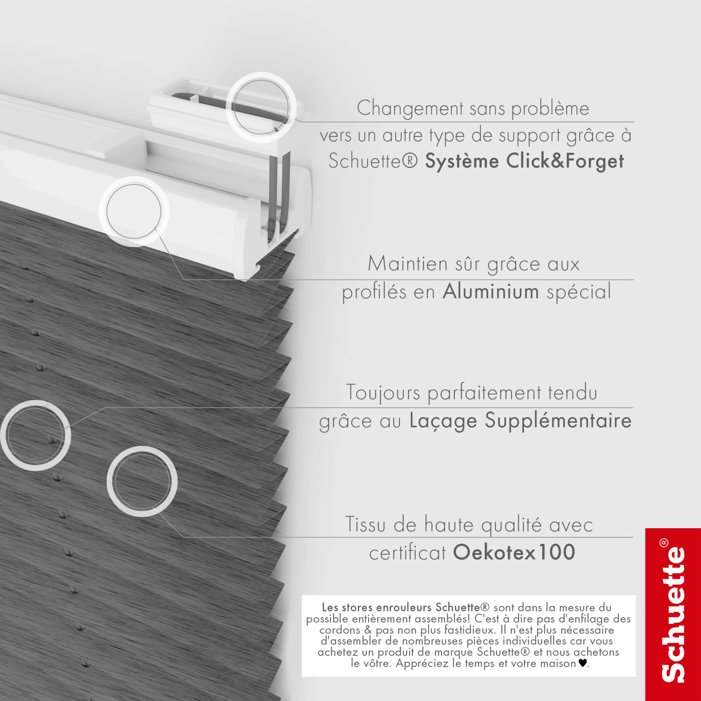 Schuette® Dachfenster Plissee nach Maß • Dolomite Kollektion: Dark Vintage (Grau) • Profilfarbe: Silber