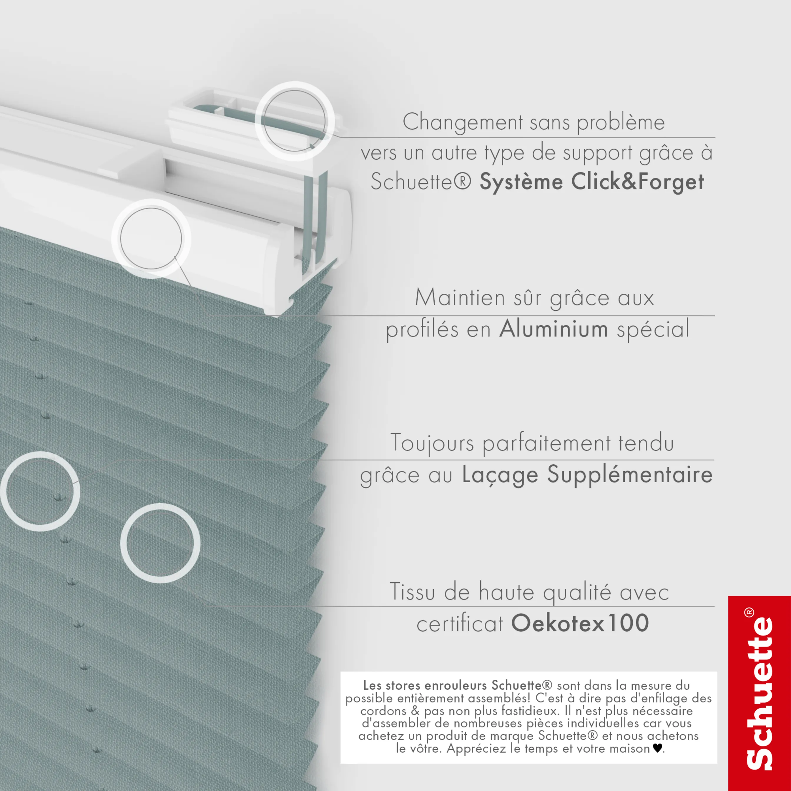 Schuette® Dachfenster Plissee nach Maß • Melange Kollektion: Rocky Mountain (Grau) • Profilfarbe: Weiß