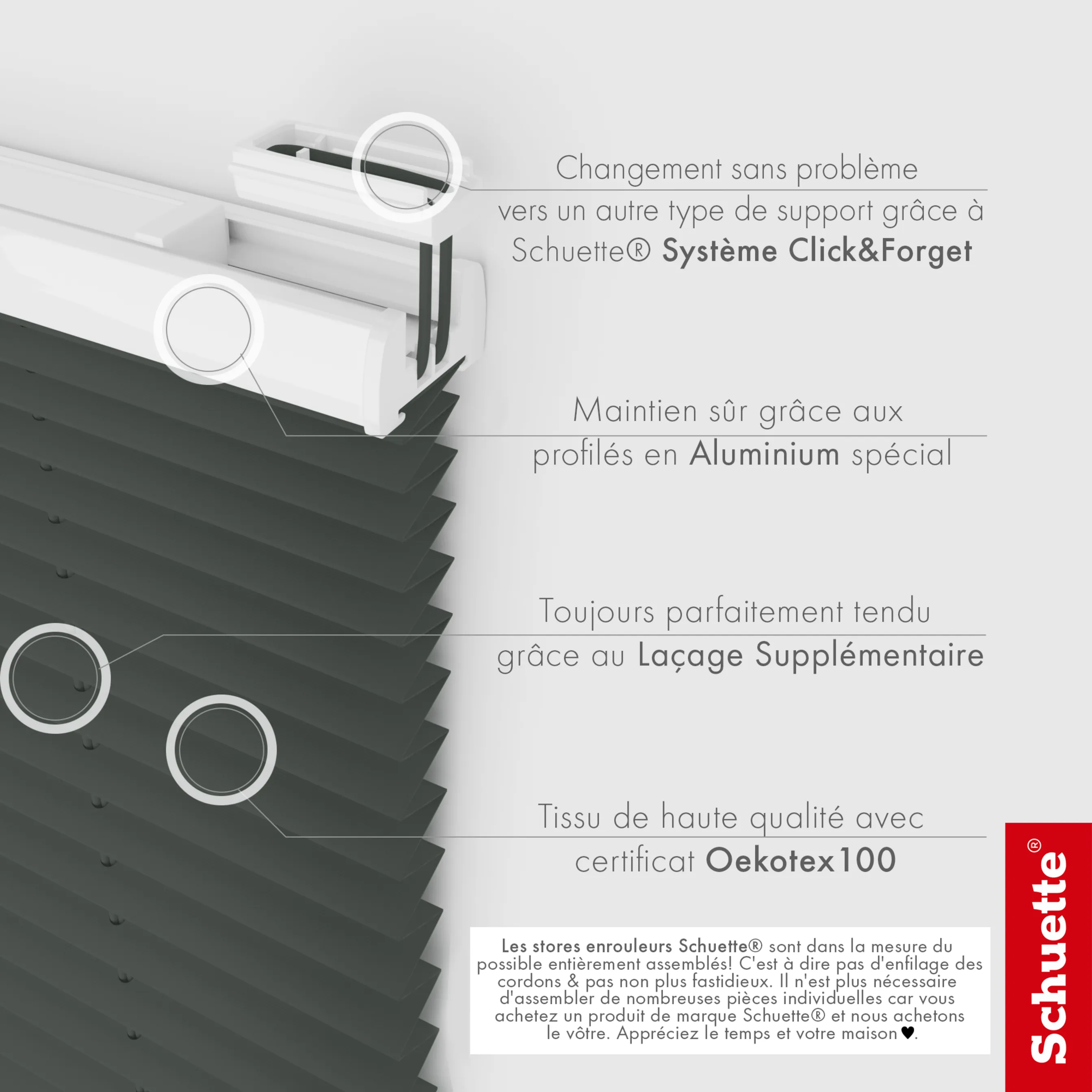 Schuette® Dachfenster Plissee nach Maß • Premium Kollektion: Rocky Mountain (Graphit) • Profilfarbe: Silber