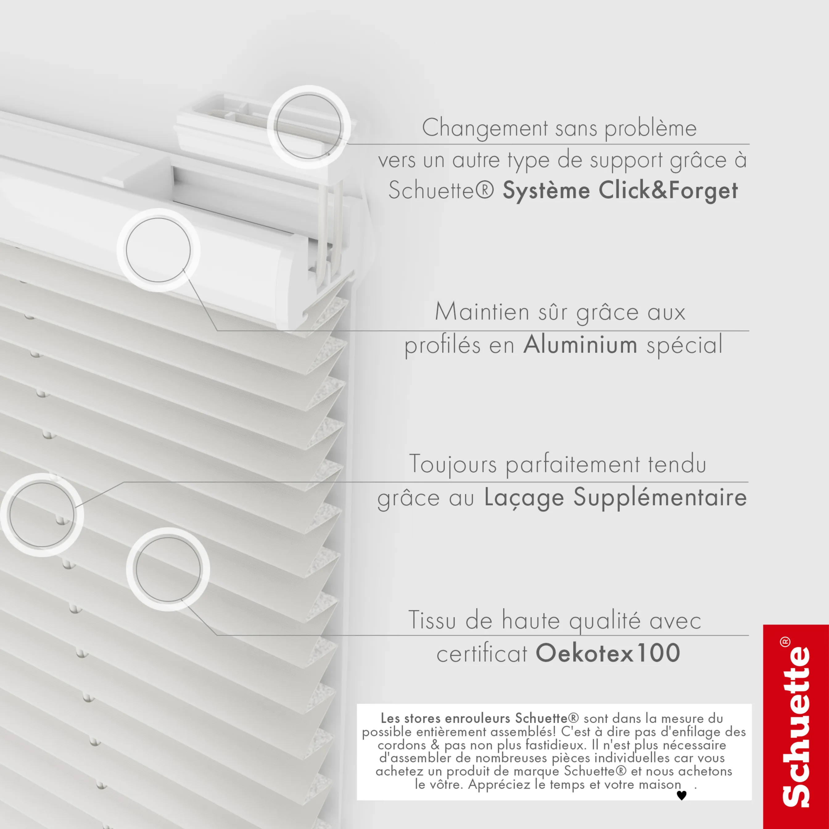 Schuette® Plissee mit Bohren nach Maß • Suprafix "Double 2in1" Schraub- & Klemmhalter • Thermo Kollektion: Spring Cloud (Grau) • Profilfarbe: Silber