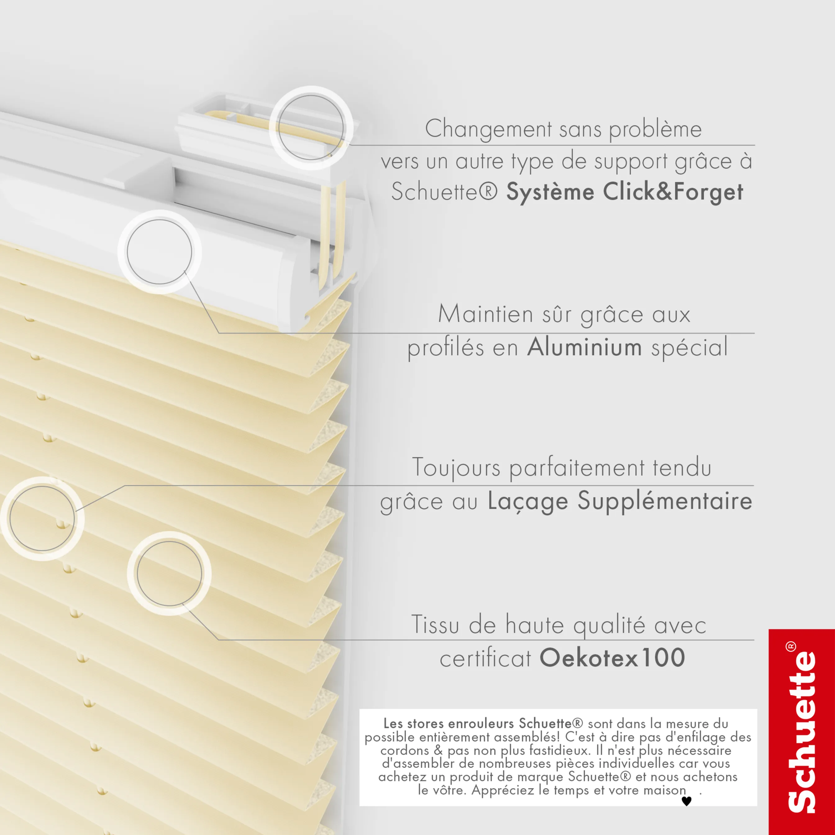 Schuette® Plissee mit Bohren nach Maß • Suprafix "Double 2in1" Schraub- & Klemmhalter • Thermo Kollektion: Milk Tea (Beige) • Profilfarbe: Anthrazit