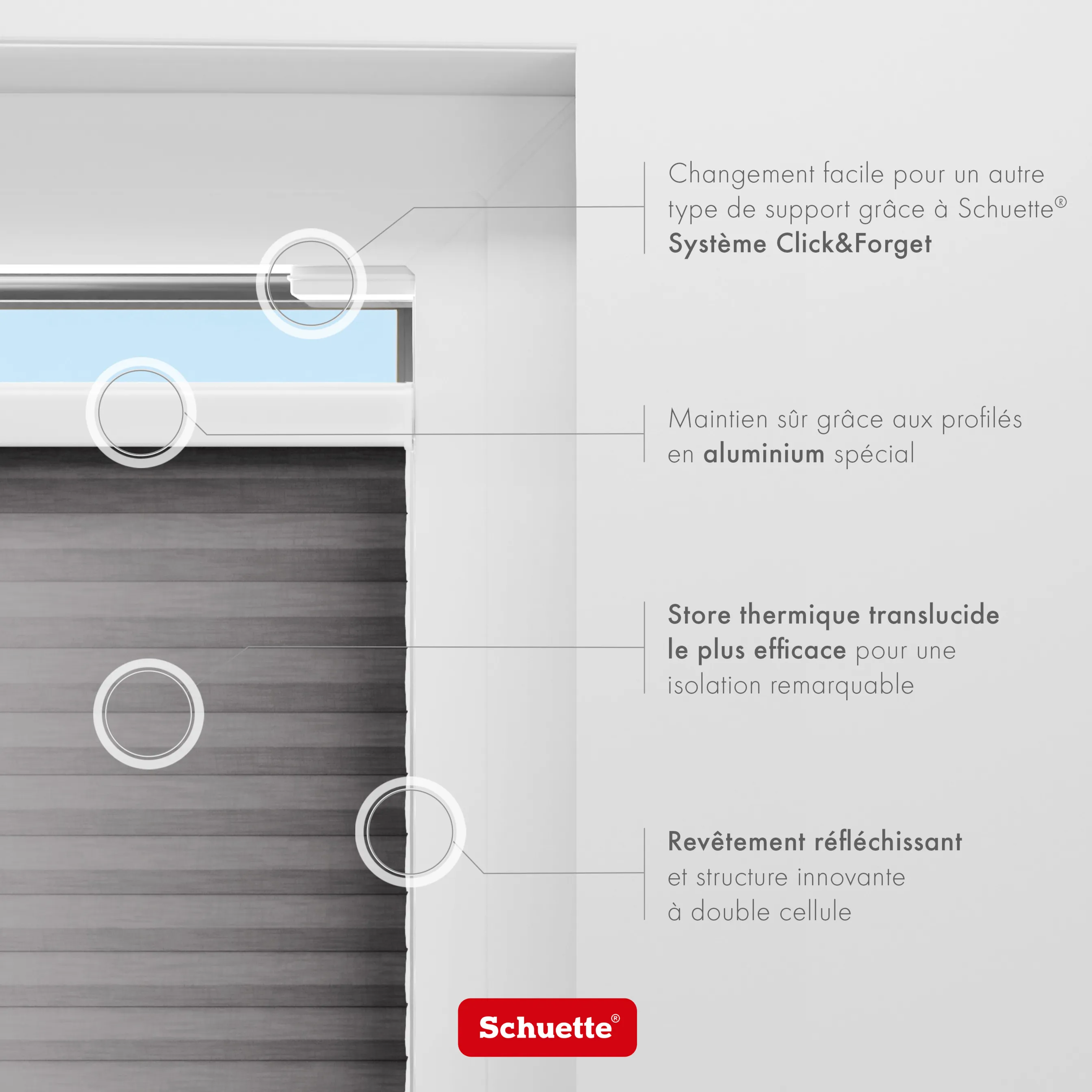 Schuette® Wabenplissee ohne Bohren nach Maß • Suprafix Klemmhalter “Incognito X" • Thermo x Honey Kollektion: Midnight Snack (Schwarz) • Profilfarbe: Weiß