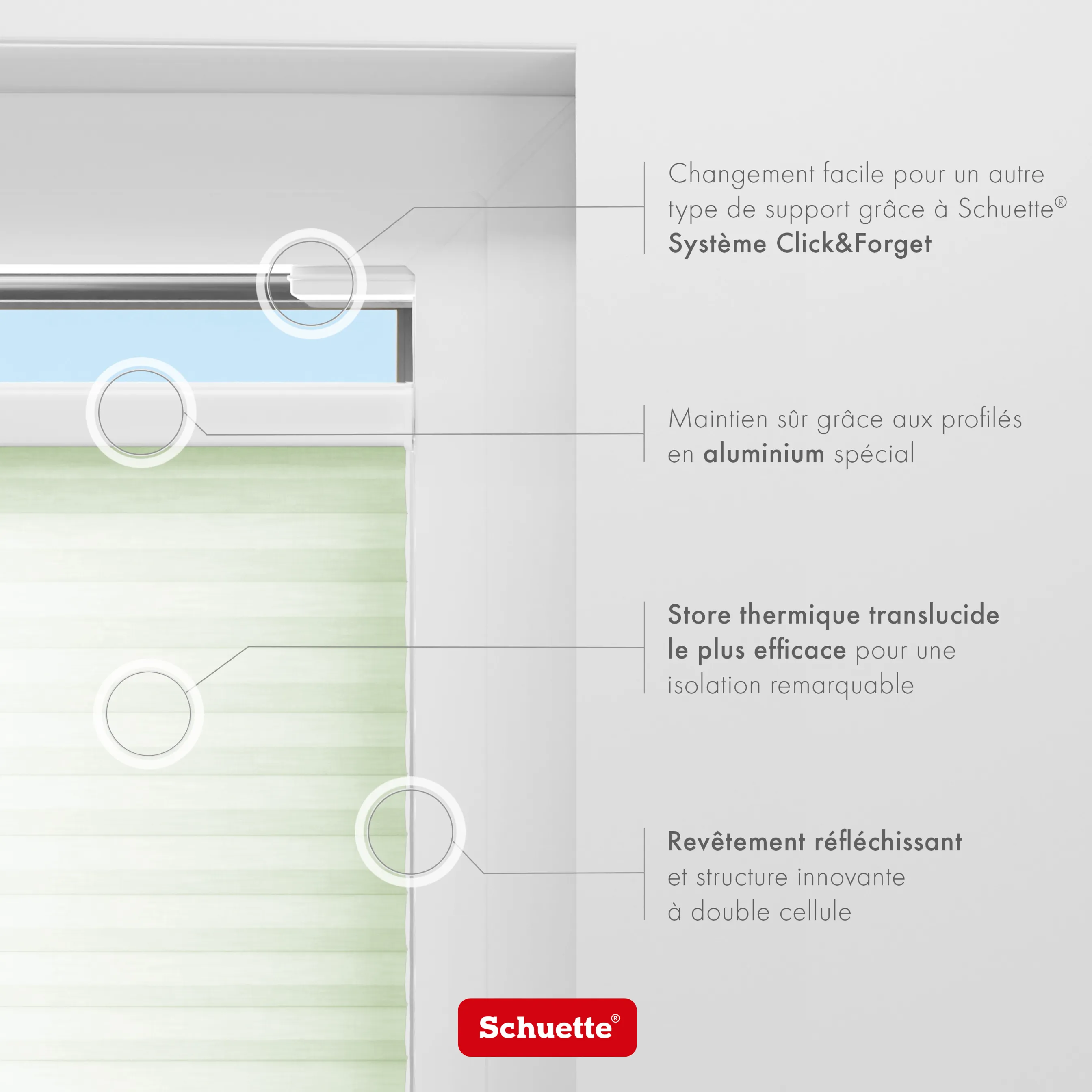 Schuette® Wabenplissee mit Bohren nach Maß • Suprafix "Double 2in1" Schraub- & Klemmhalter • Thermo x Honey Kollektion: Let’s Matcha! (Pastellgrün) • Profilfarbe: Anthrazit