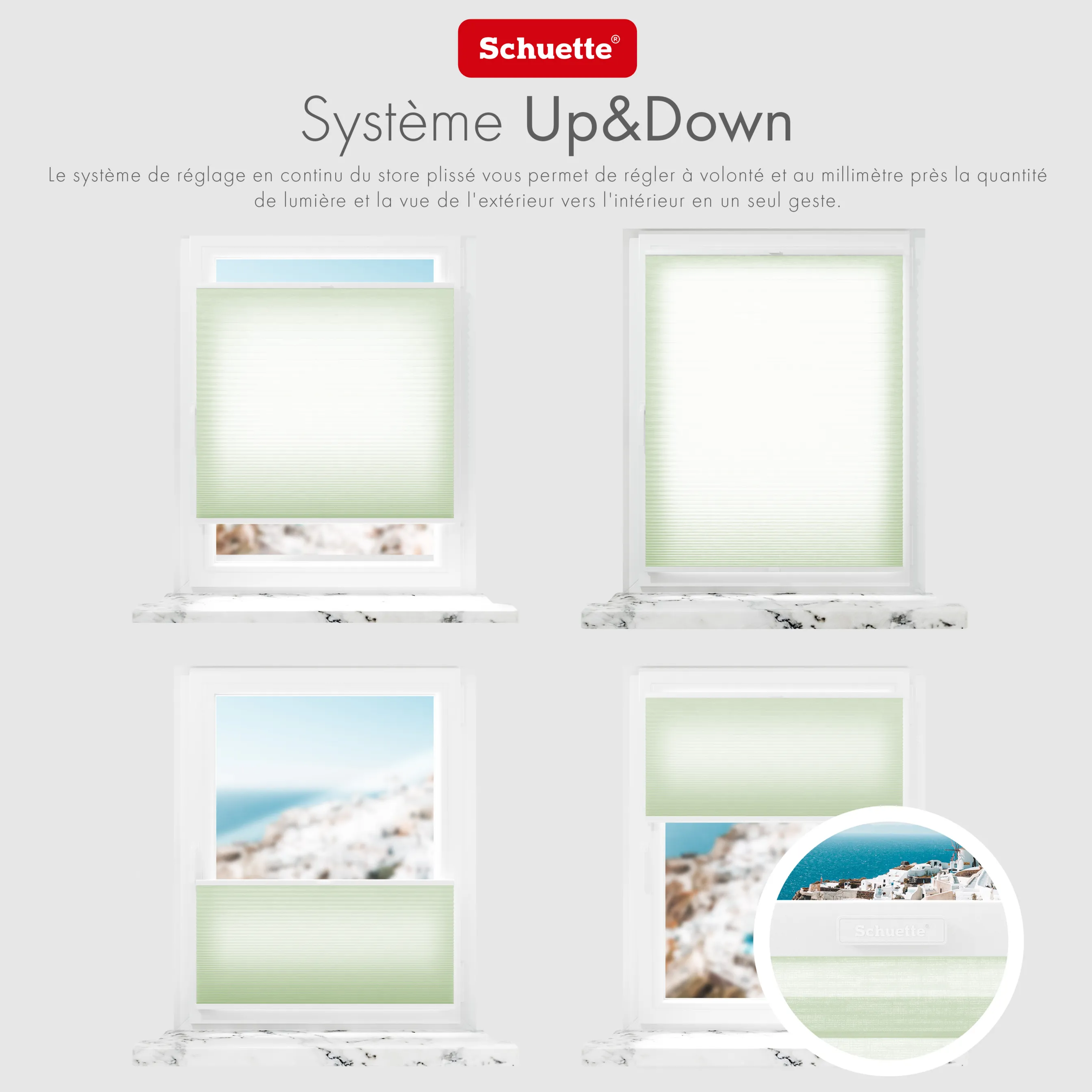 Schuette® Wabenplissee mit Bohren nach Maß • Suprafix "Double 2in1" Schraub- & Klemmhalter • Thermo x Honey Kollektion: Let’s Matcha! (Pastellgrün) • Profilfarbe: Anthrazit