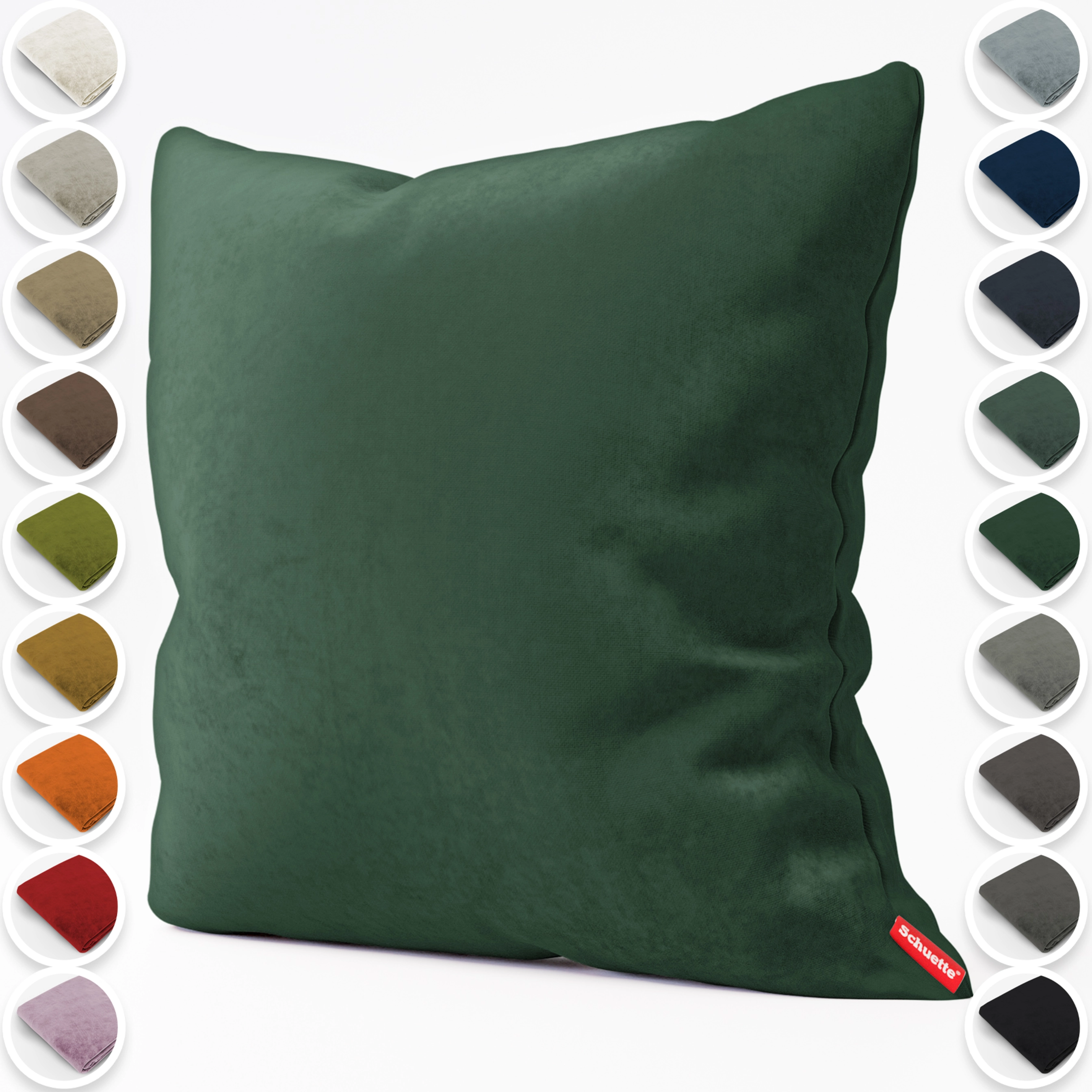 Schuette® Dekorativer Kissenbezug aus Samt mit verdecktem Reißverschluss • Millenium Velvet Kollektion: Dark Forest (Dark Green) • Knitterfrei • Kuschelweich