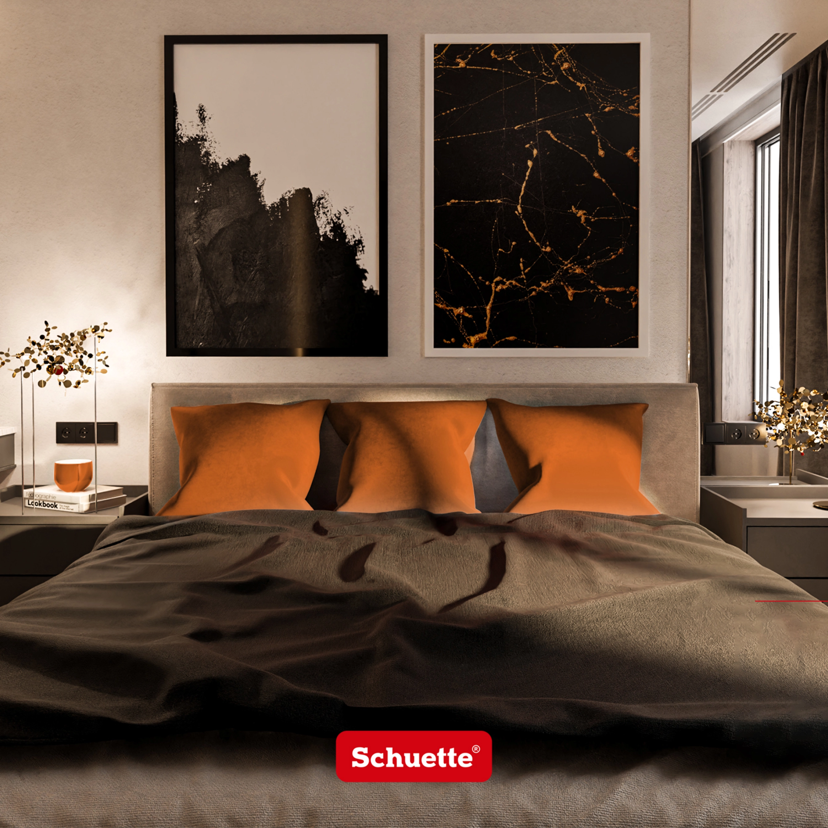 Schuette® Dekorativer Kissenbezug aus Samt mit verdecktem Reißverschluss • Millenium Velvet Kollektion: Marmalade (Orange) • Knitterfrei • Kuschelweich