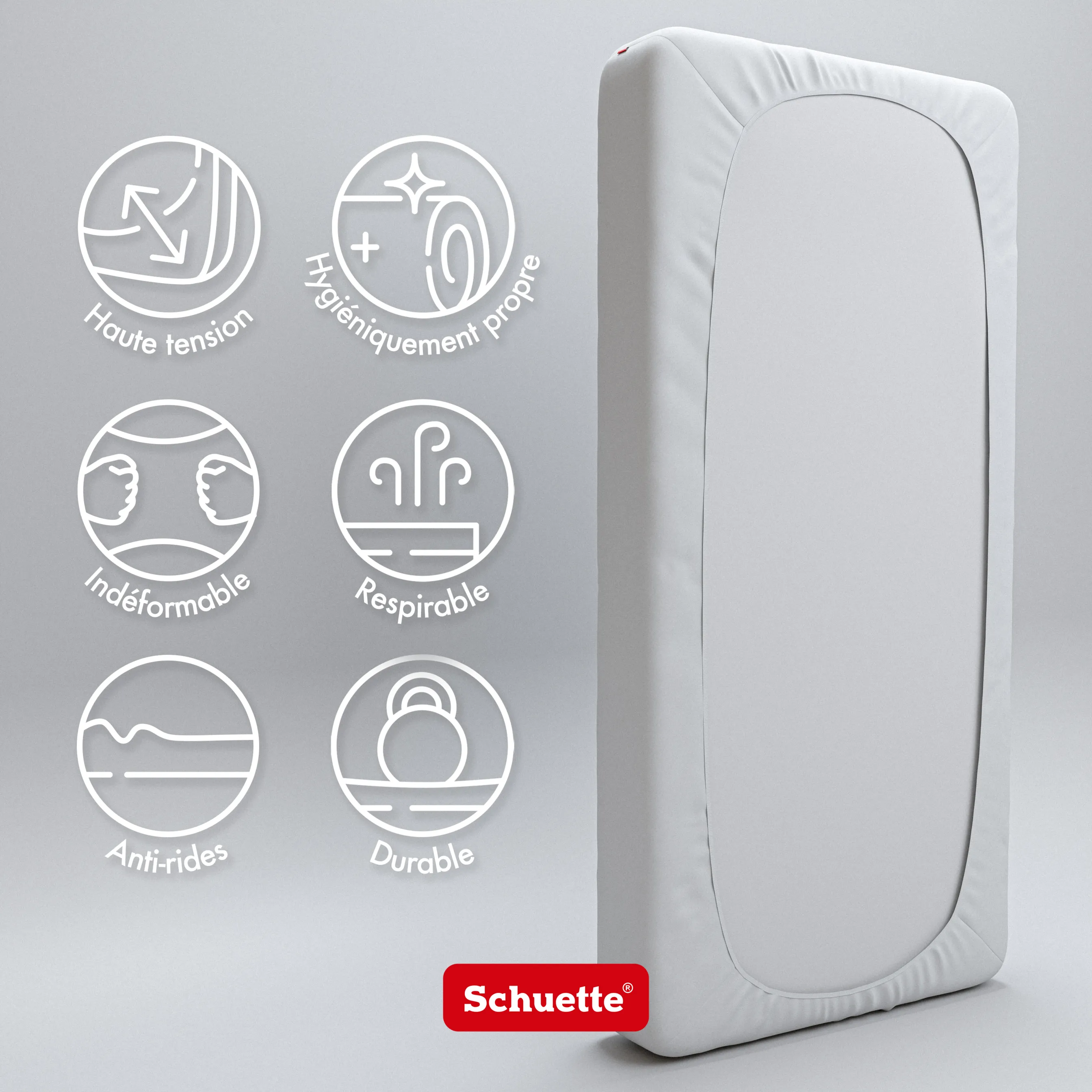 Schuette® Topper Spannbettlaken • 140 x 200 • Wow! Kollektion: Graceful Grayce (Hellgrau) • 100% Superfluff Baumwolle, Blickdicht, Faltenfrei • mit Rundumgummi • Matratzenhöhe bis 10 cm
