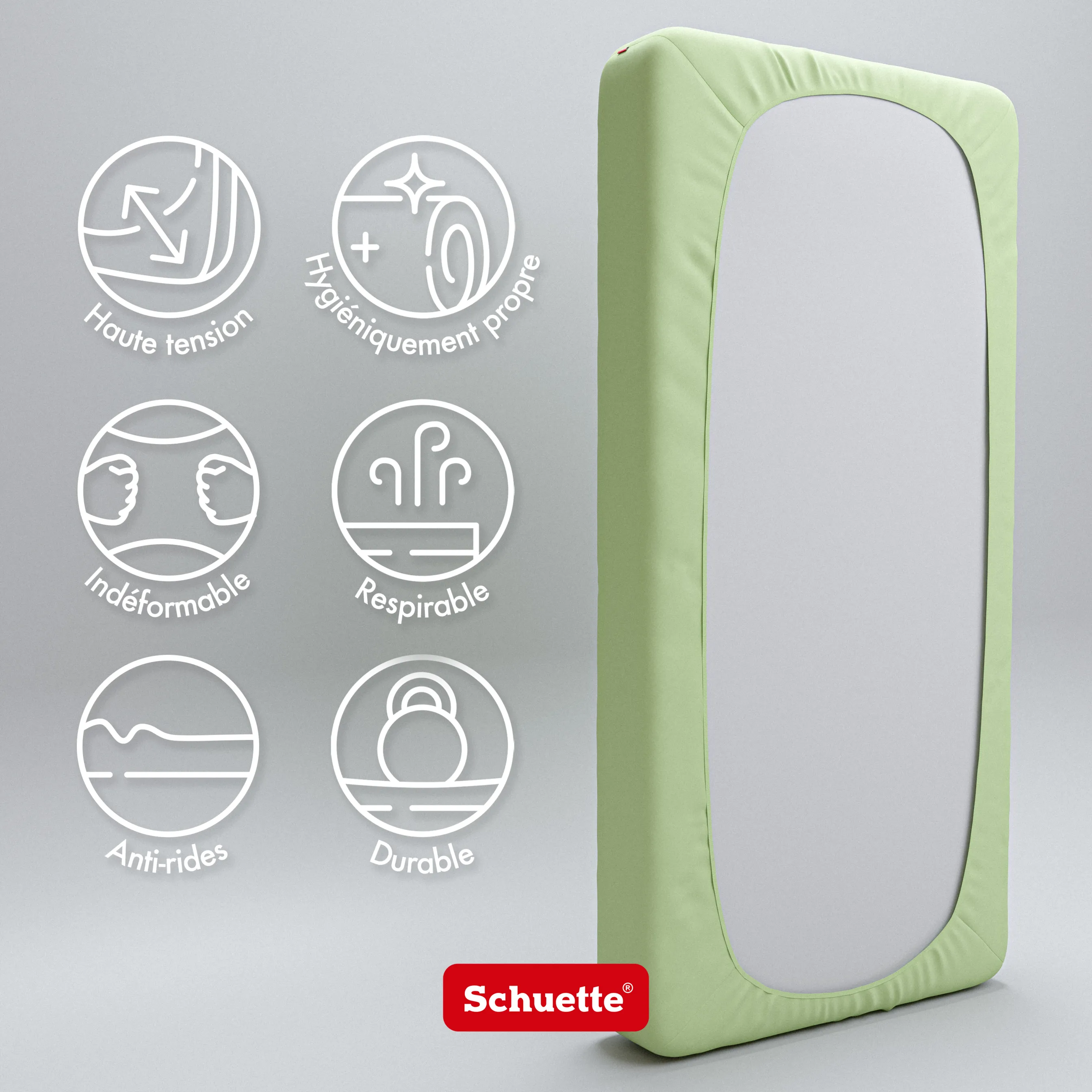 Schuette® Spannbettlaken • 90 x 200 • Wow! Kollektion: Lime Time (Hellgrün) • 100% Superfluff Baumwolle, Blickdicht, Faltenfrei • mit Rundumgummi • Matratzenhöhe bis 40 cm