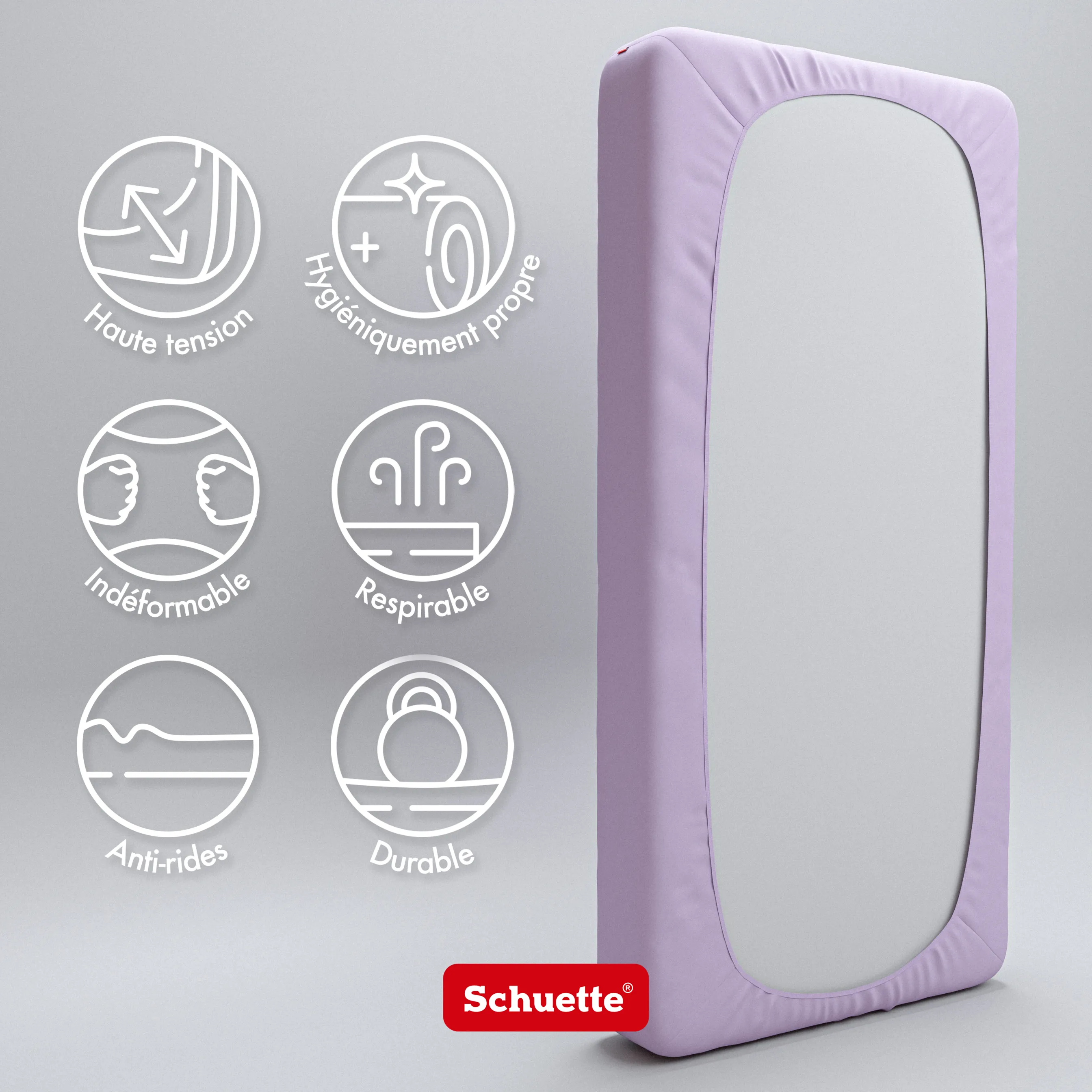 Schuette® Spannbettlaken • 90 x 200 • Wow! Kollektion: Violette (Hellviolett) • 100% Superfluff Baumwolle, Blickdicht, Faltenfrei • mit Rundumgummi • Matratzenhöhe bis 35 cm