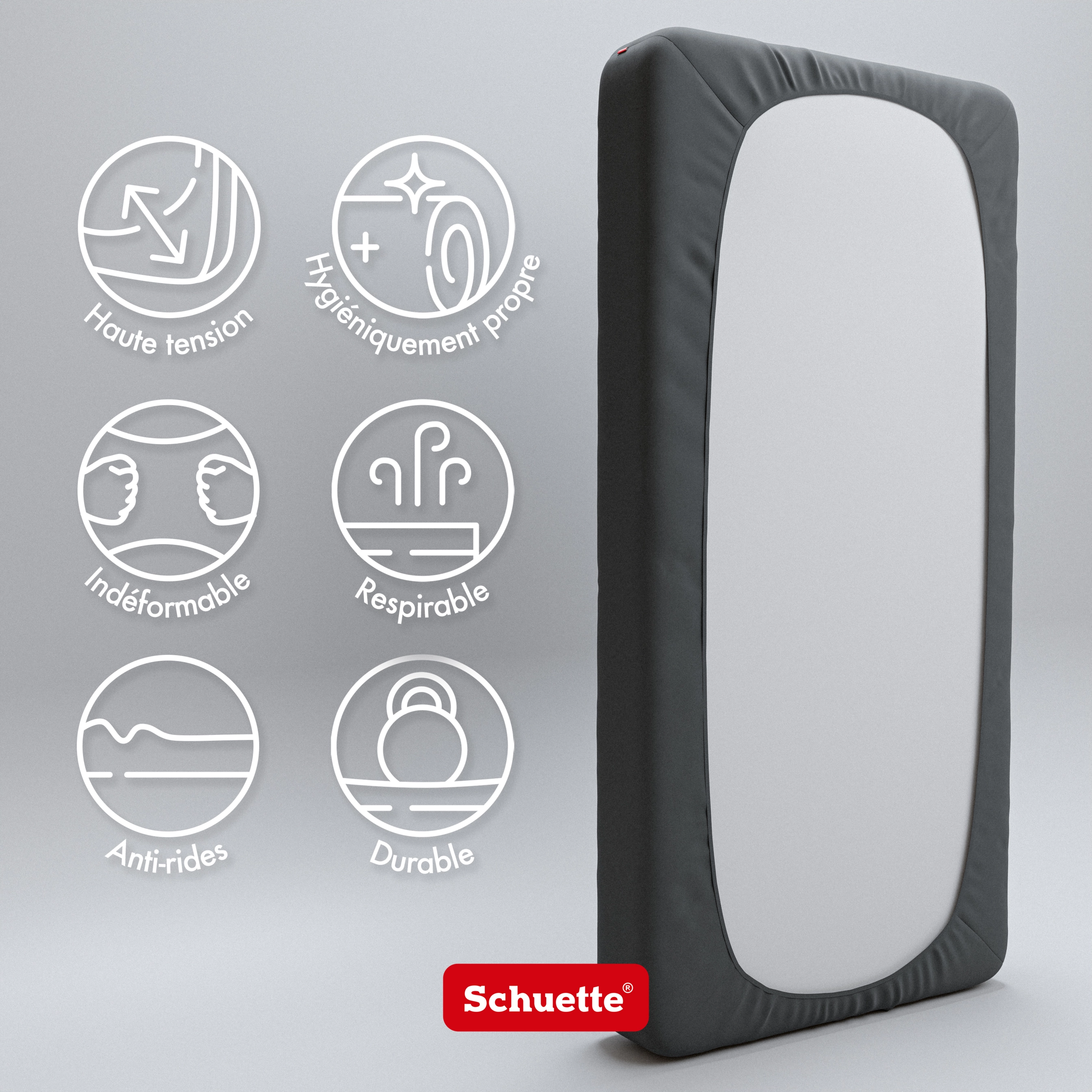 Schuette® Spannbettlaken • 200 x 220 • Wow! Kollektion: Beyond Black (Schwarz) • 100% Superfluff Baumwolle, Blickdicht, Faltenfrei • mit Rundumgummi • Matratzenhöhe bis 40 cm